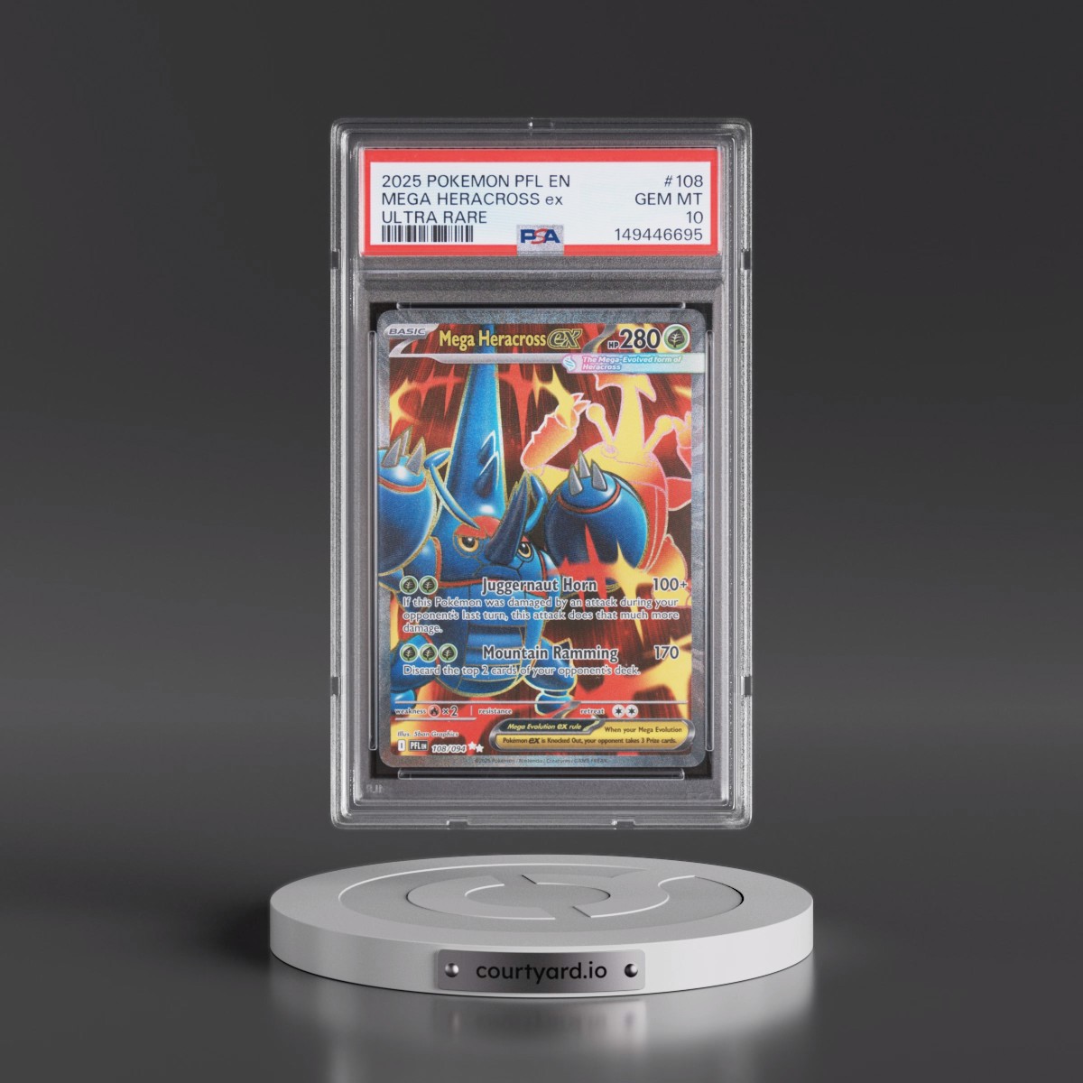 2025 Pokémon Pfl EN-Phantasmal Flames #108 Mega Heracross EX - Holo Ultra Rare (PSA 10 GEM MINT)