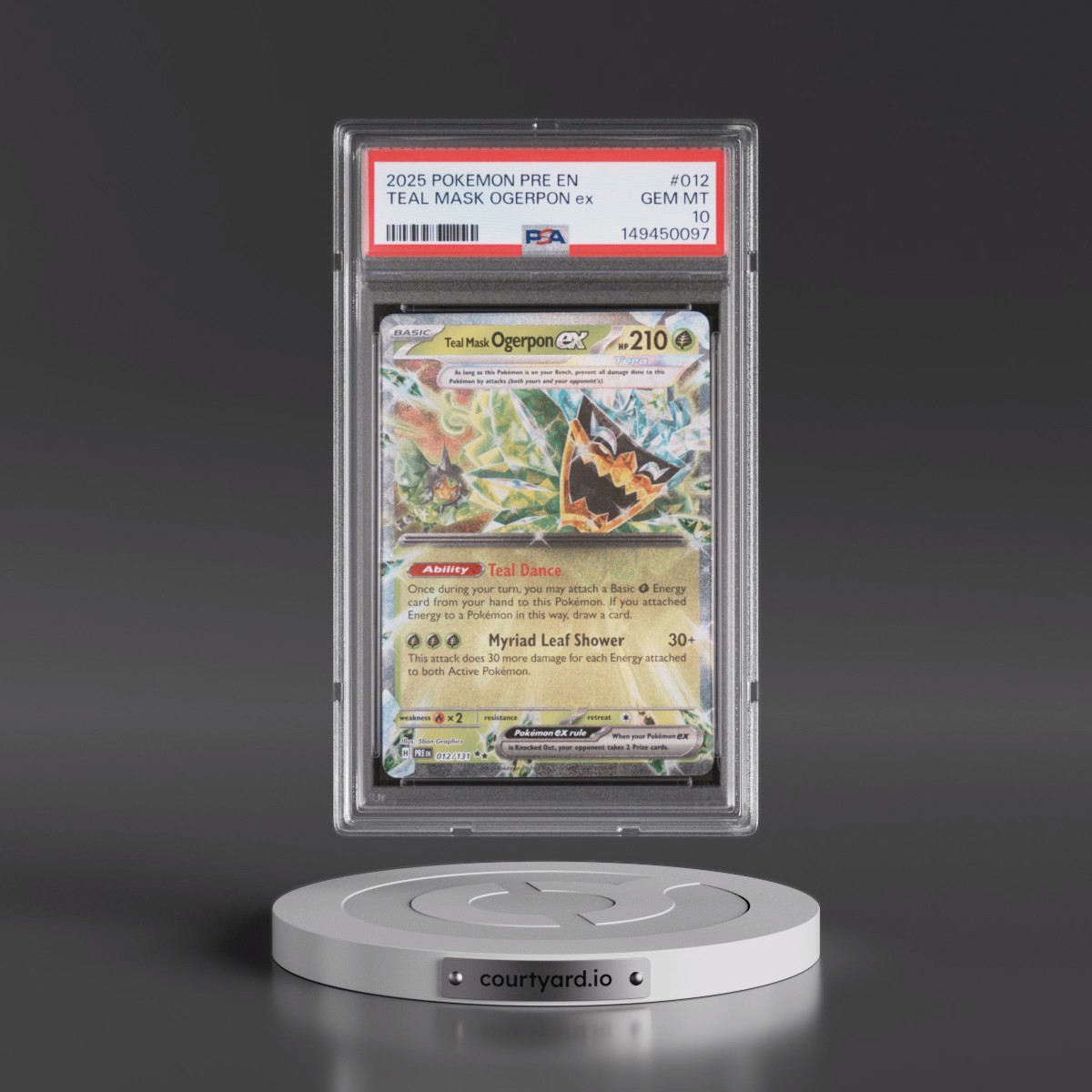 2025 Pokémon Pre EN-Prismatic Evolutions #012 Teal Mask Ogerpon EX - Holo (PSA 10 GEM MINT)