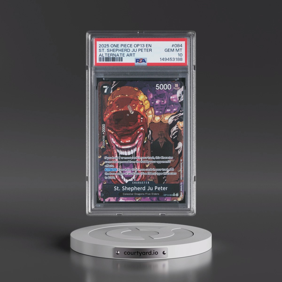 2025 One Piece OP13-Carrying on His Will #084 St. Shepherd JU Peter - Alternate Art (PSA 10 GEM MINT)