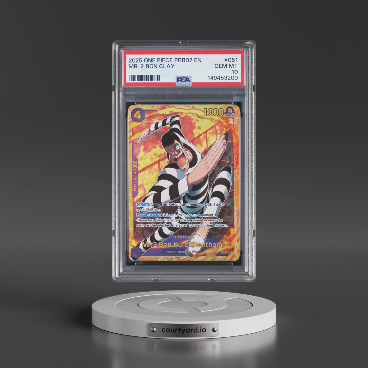 2025 One Piece PRB02-Premium Booster -One Piece Card the Best- Vol.2 #061 Mr. 2 Bon Clay (PSA 10 GEM MINT)