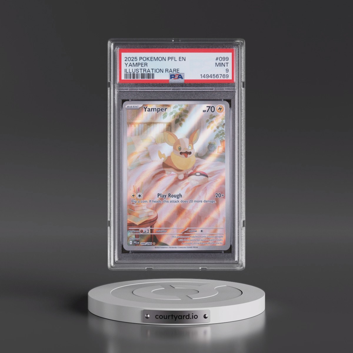 2025 Pokémon Pfl EN-Phantasmal Flames #099 Yamper - Illustration Rare (PSA 9 MINT)