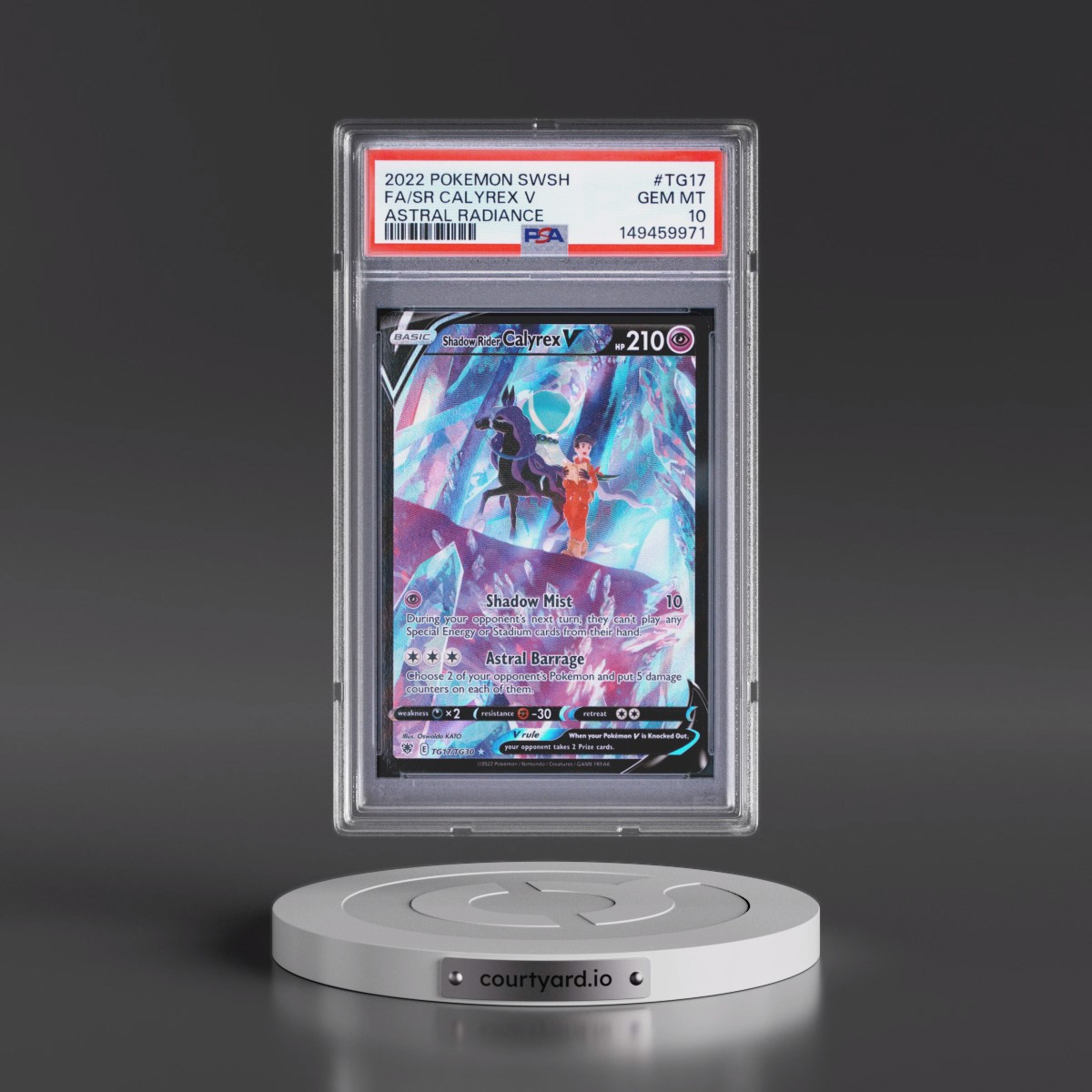 2022 Pokémon Sword & Shield Astral Radiance #TG17 Shadow Rider Calyrex V - Holo Full Art (PSA 10 GEM MINT)