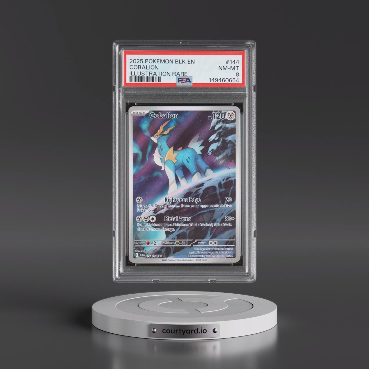 2025 Pokémon Blk EN-Black Bolt #144 Cobalion - Illustration Rare (PSA 8 NM-MT)