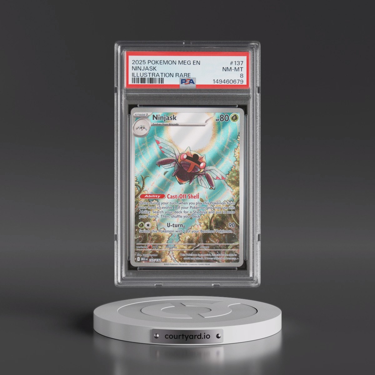 2025 Pokémon Meg EN-Mega Evolution #137 Ninjask - Illustration Rare (PSA 8 NM-MT)