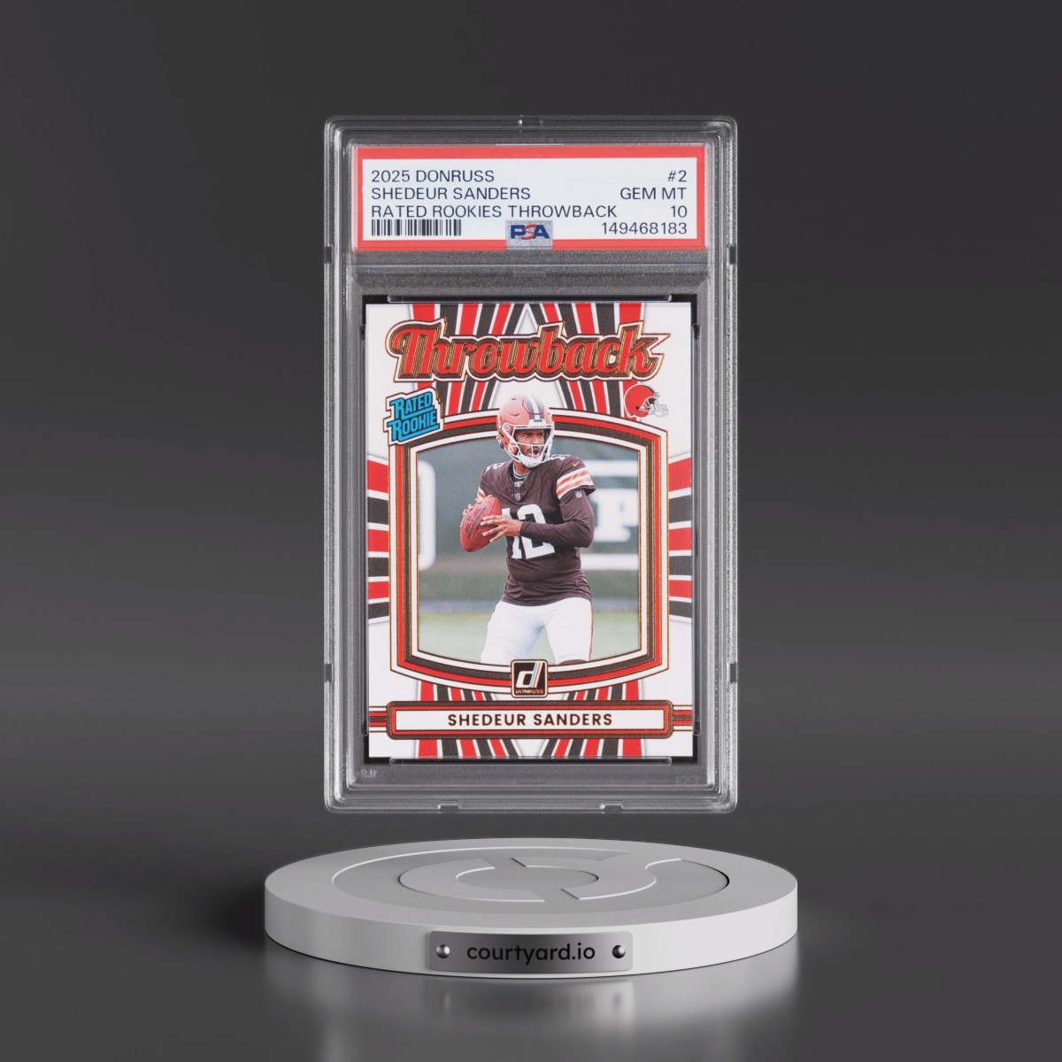 2025 Panini Donruss Rated Rookies Throwback #2 Shedeur Sanders (PSA 10 GEM MINT)