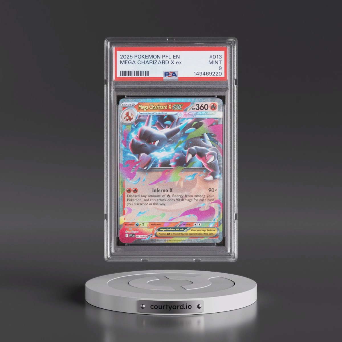 2025 Pokémon Pfl EN-Phantasmal Flames #013 Mega Charizard X EX - Holo (PSA 9 MINT)