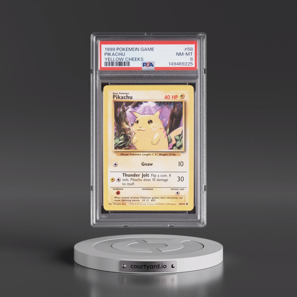 1999 Pokémon Game #58 Pikachu - Yellow Cheeks (PSA 8 NM-MT)