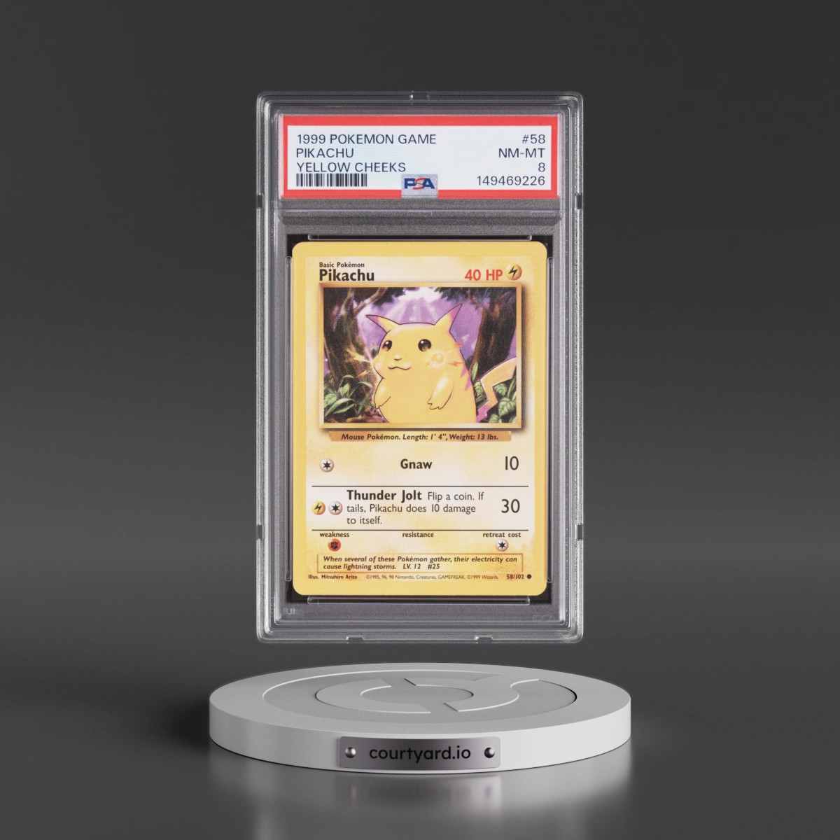 1999 Pokémon Game #58 Pikachu - Yellow Cheeks (PSA 8 NM-MT)