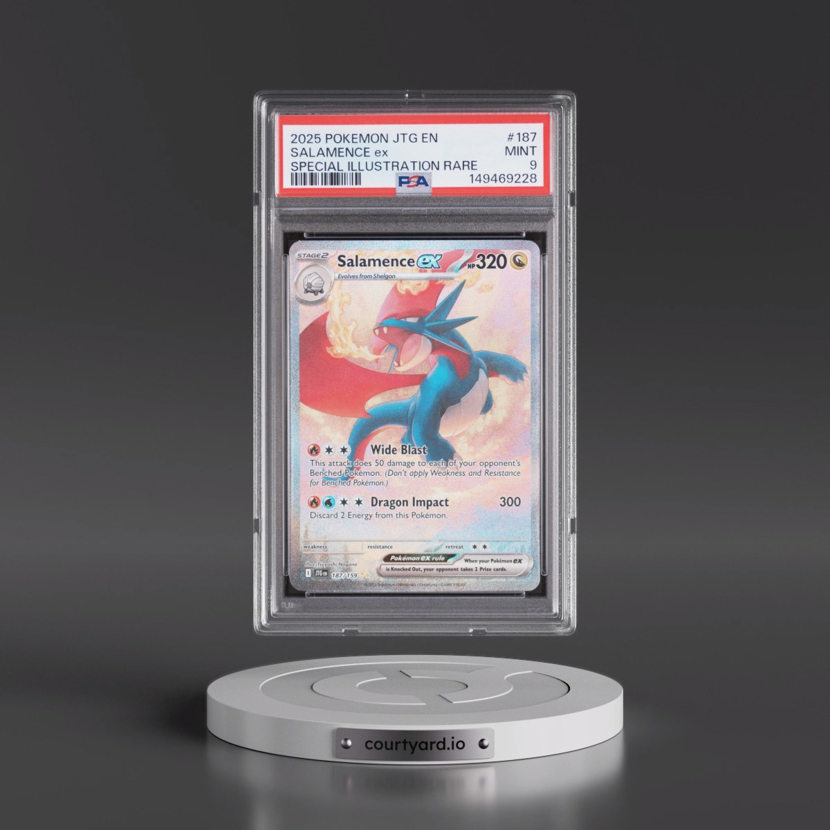 2025 Pokémon Jtg EN-Journey Together #187 Salamence EX - Holo Special Illustration Rare (PSA 9 MINT)