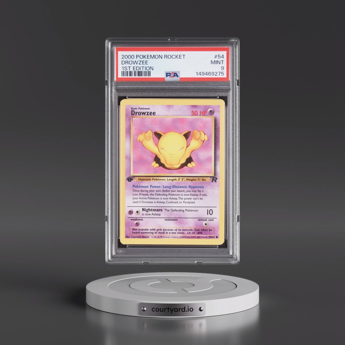 2000 Pokémon Rocket #54 Drowzee - 1st Edition (PSA 9 MINT)