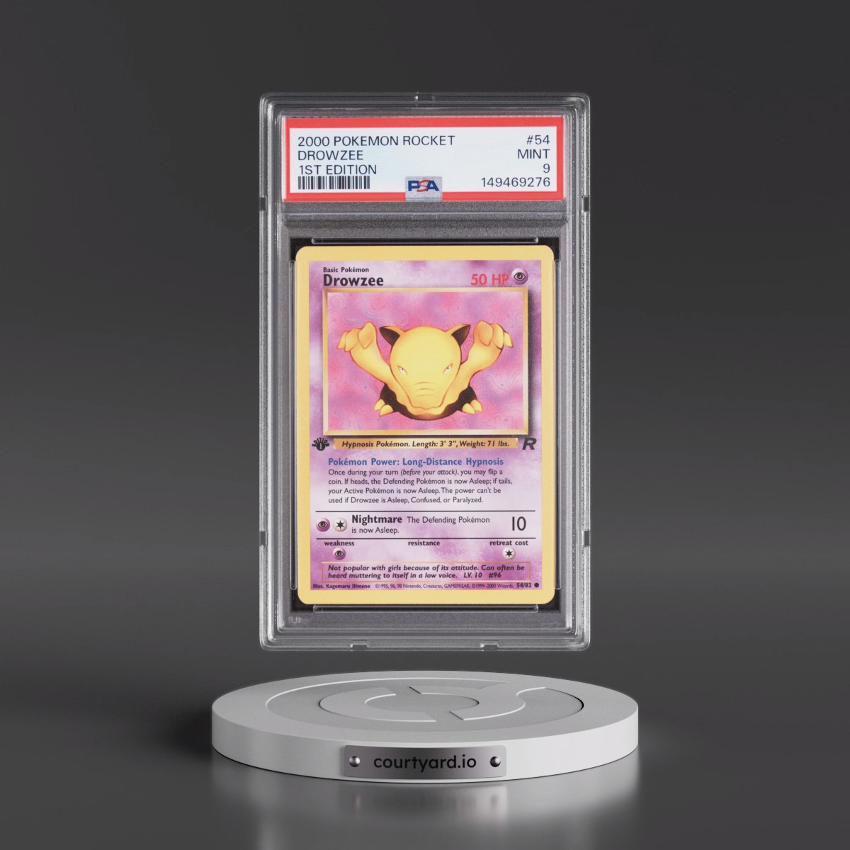 2000 Pokémon Rocket #54 Drowzee - 1st Edition (PSA 9 MINT)