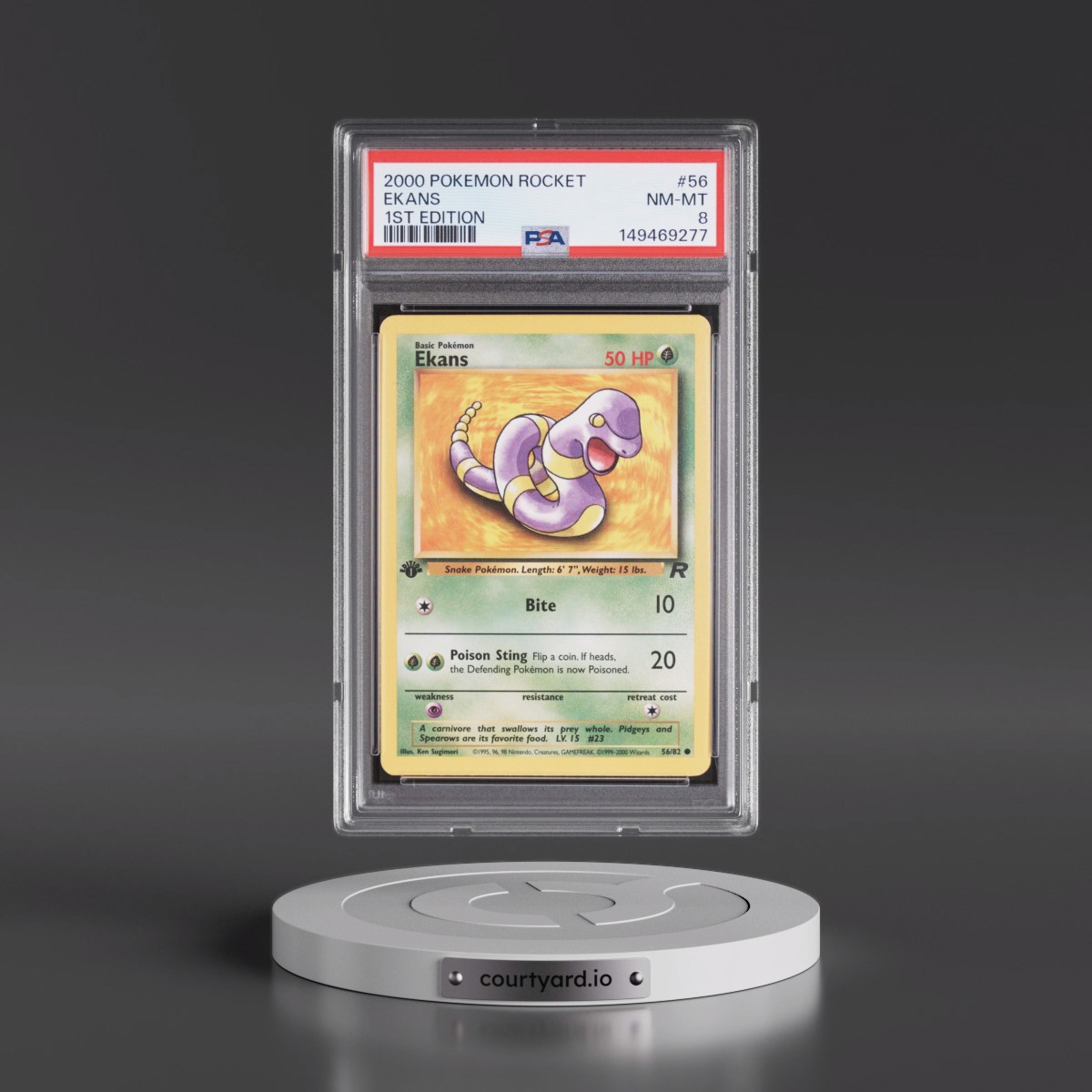2000 Pokémon Rocket #56 Ekans - 1st Edition (PSA 8 NM-MT)