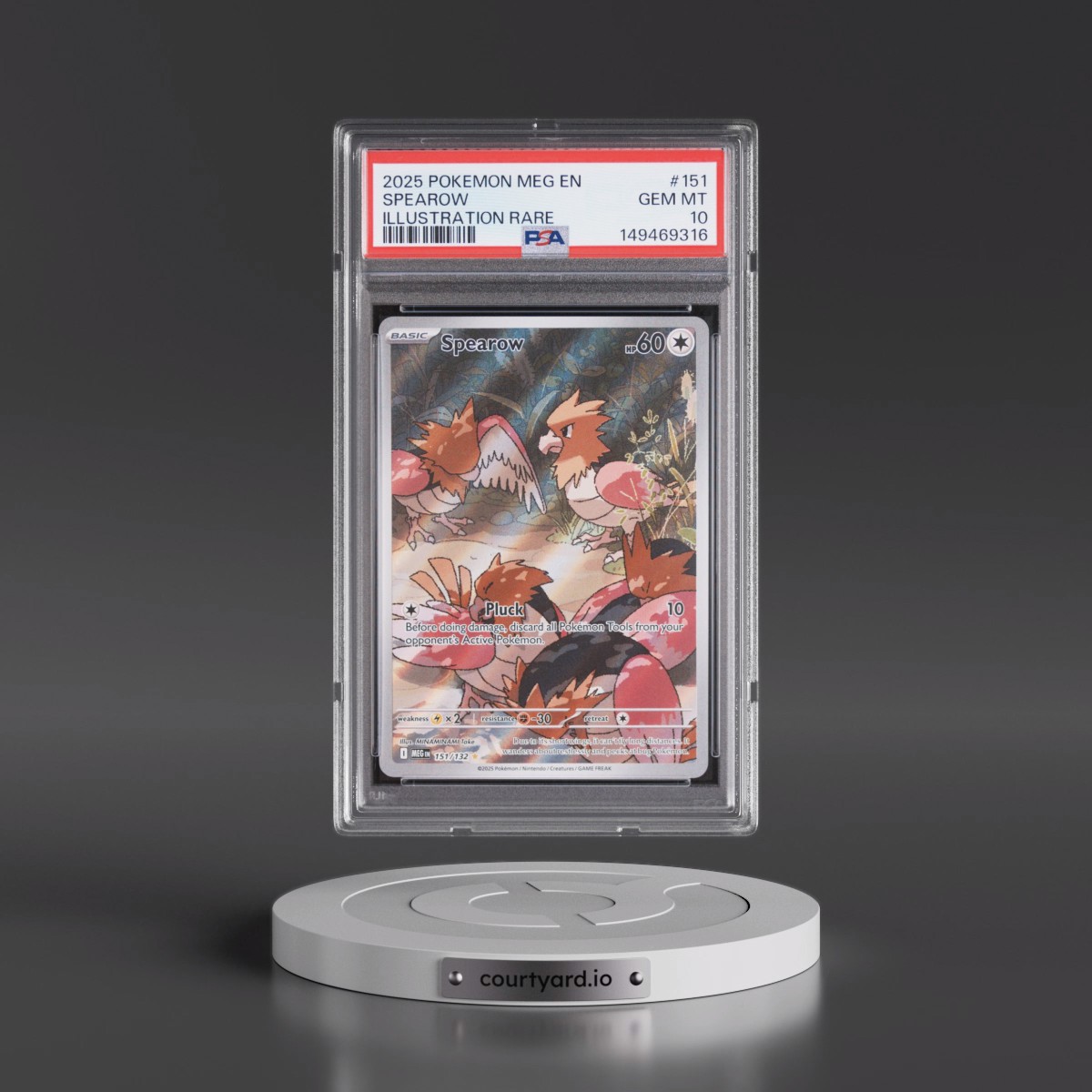 2025 Pokémon Meg EN-Mega Evolution #151 Spearow - Illustration Rare (PSA 10 GEM MINT)