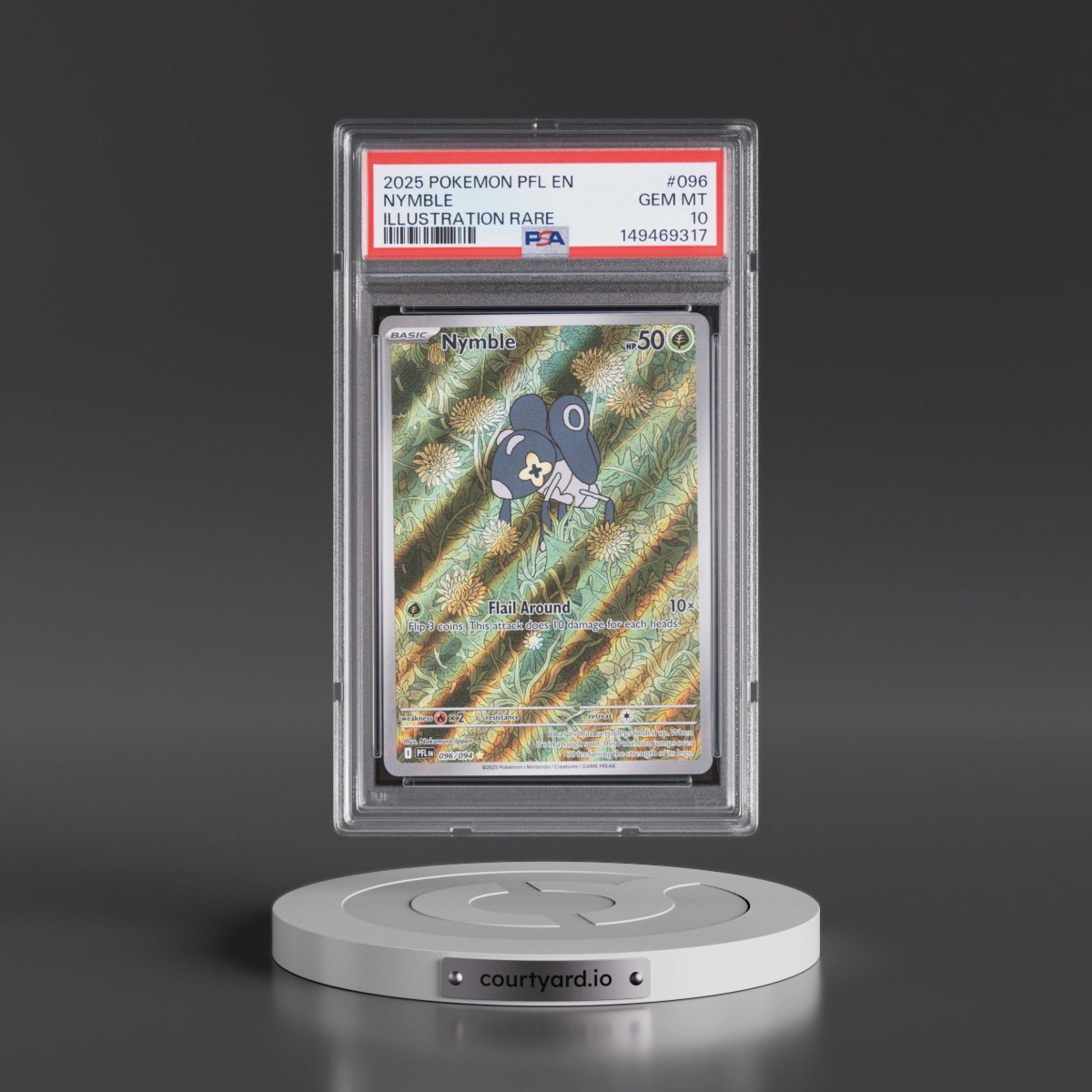 2025 Pokémon Pfl EN-Phantasmal Flames #096 Nymble - Illustration Rare (PSA 10 GEM MINT)