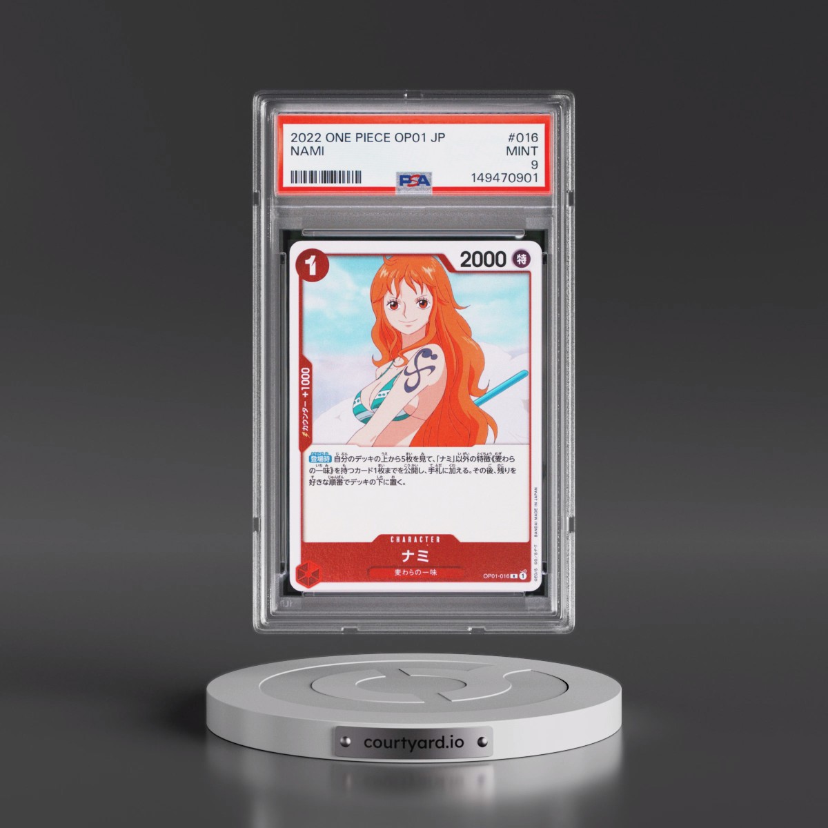 2022 One Piece Japanese OP01-Romance Dawn #016 Nami (PSA 9 MINT)