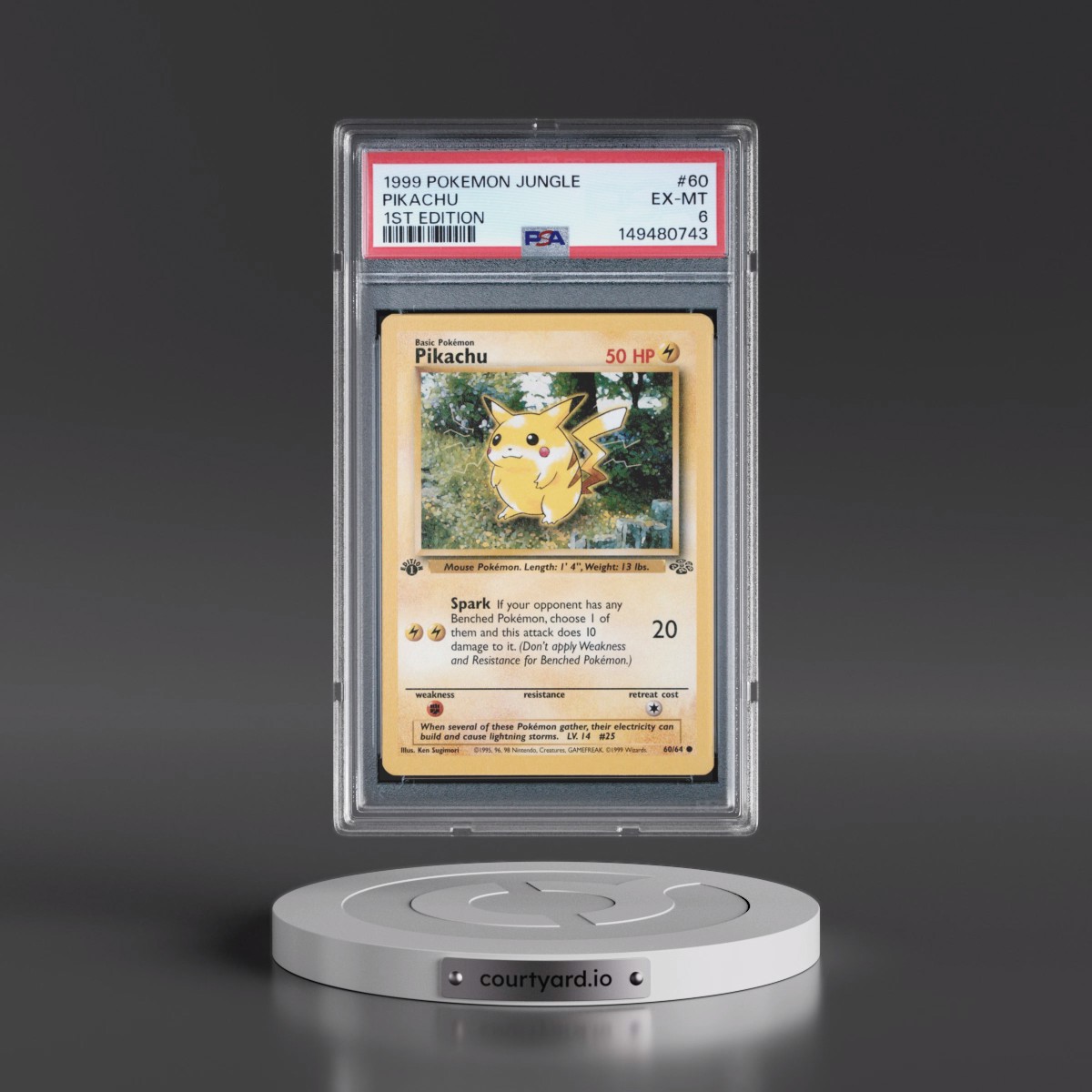 1999 Pokémon Jungle #60 Pikachu - 1st Edition (PSA 6 EX-MT)