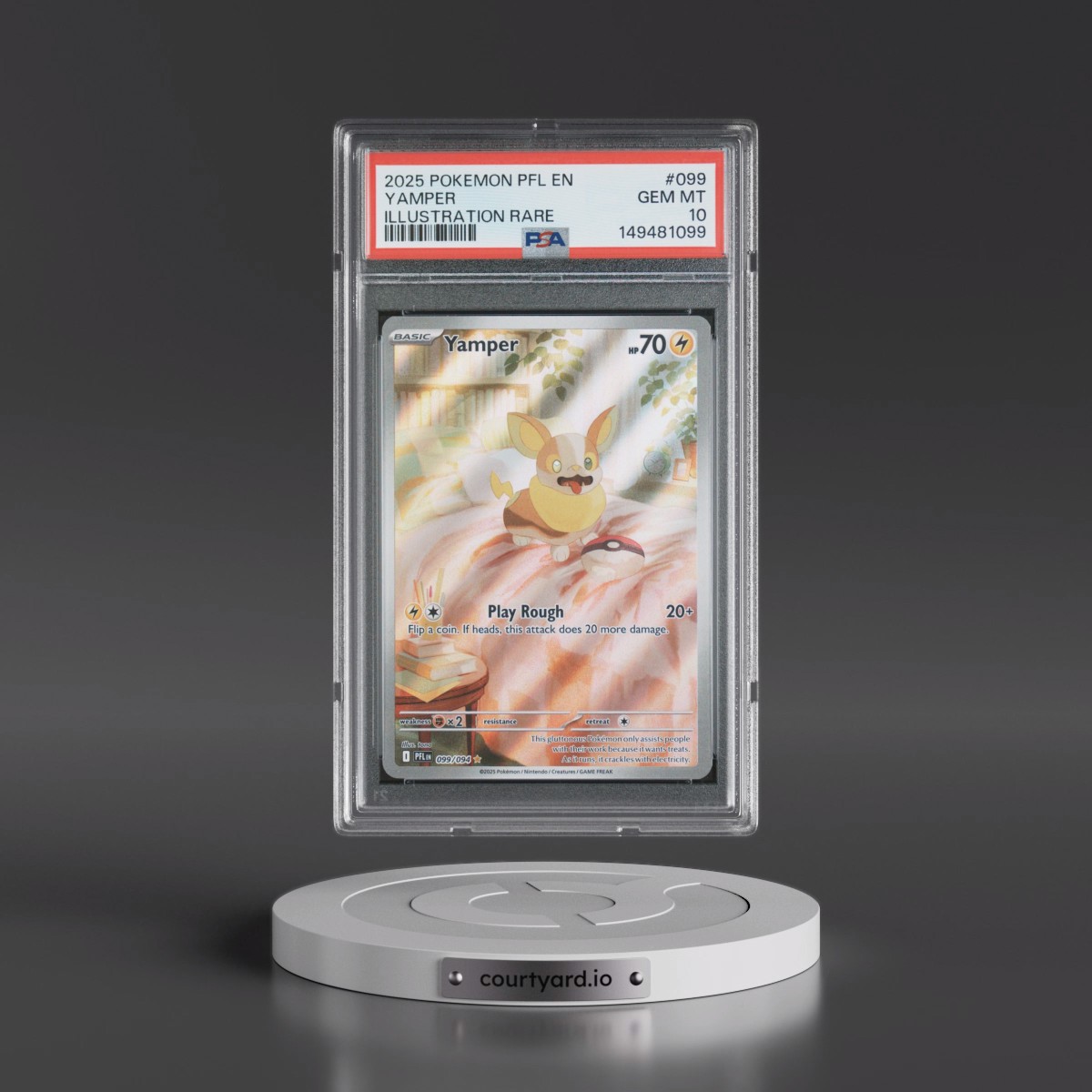 2025 Pokémon Pfl EN-Phantasmal Flames #099 Yamper - Illustration Rare (PSA 10 GEM MINT)