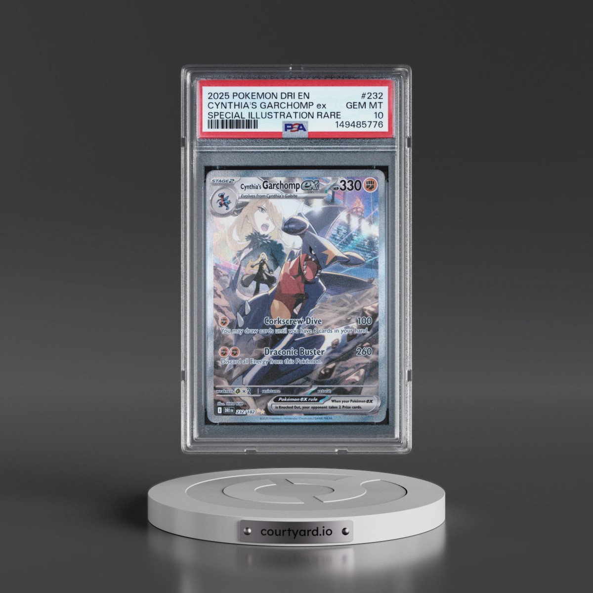 2025 Pokémon Dri EN-Destined Rivals #232 Cynthia's Garchomp EX - Holo Special Illustration Rare (PSA 10 GEM MINT)