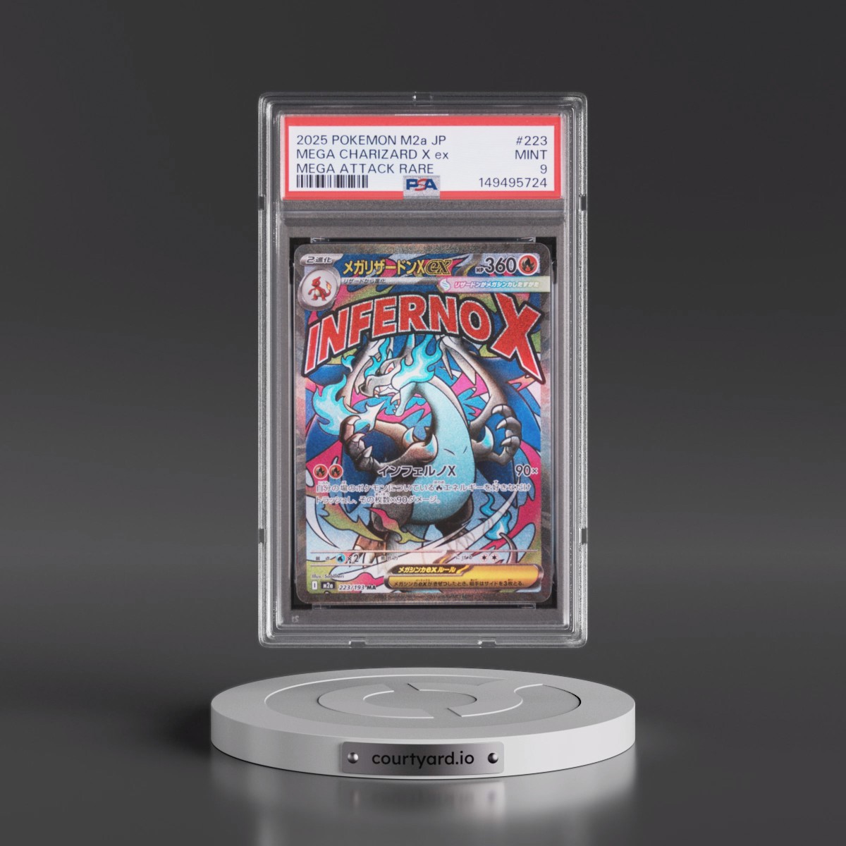 2025 Pokémon M2a-Mega Dream EX #223 Mega Charizard X EX - Holo Mega Attack Rare (PSA 9 MINT)