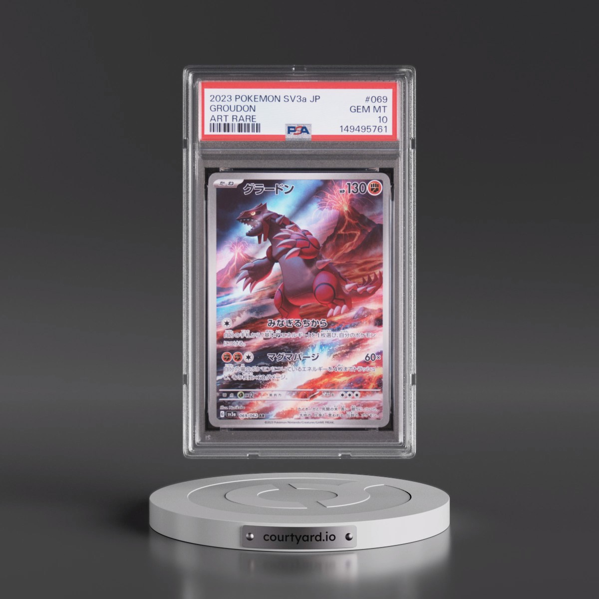 2023 Pokémon Sv3a-Raging Surf #069 Groudon - Art Rare (PSA 10 GEM MINT)