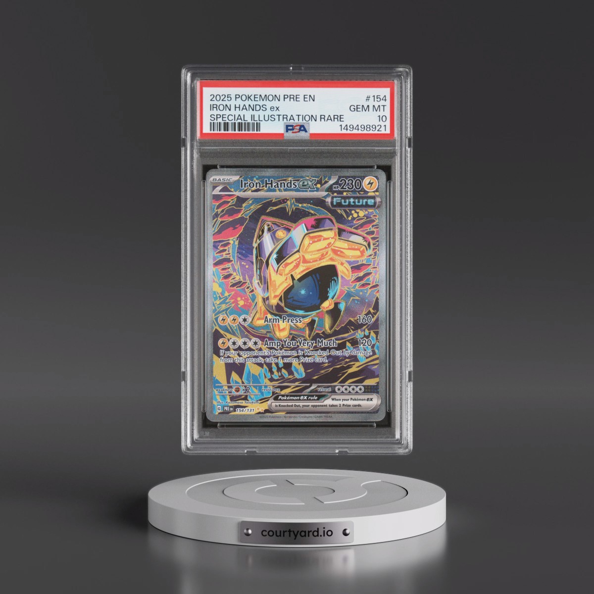 2025 Pokémon Pre EN-Prismatic Evolutions #154 Iron Hands EX - Holo Special Illustration Rare (PSA 10 GEM MINT)