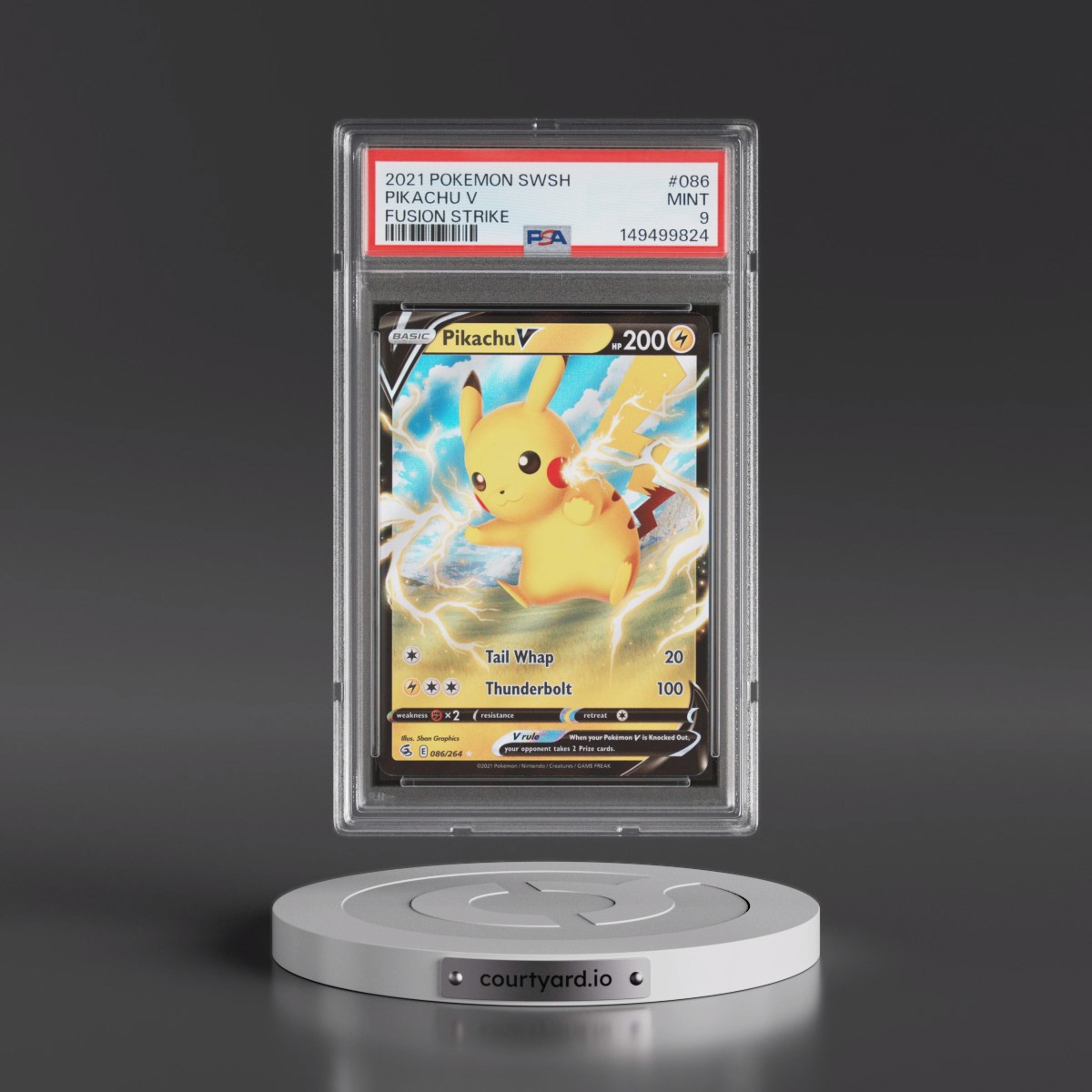 2021 Pokémon Sword & Shield Fusion Strike #086 Pikachu V - Holo (PSA 9 MINT)