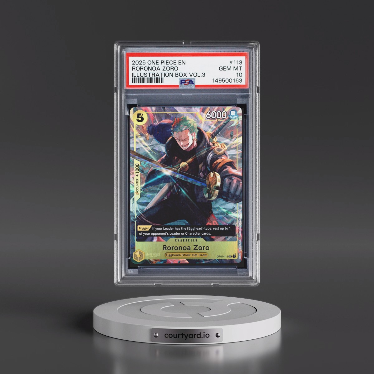 2025 One Piece Promos #113 Roronoa Zoro - Illustration Box Vol.3 (PSA 10 GEM MINT)