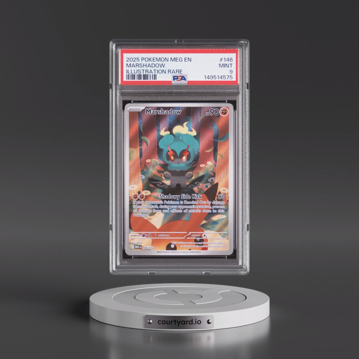 2025 Pokémon Meg EN-Mega Evolution #146 Marshadow - Illustration Rare (PSA 9 MINT)