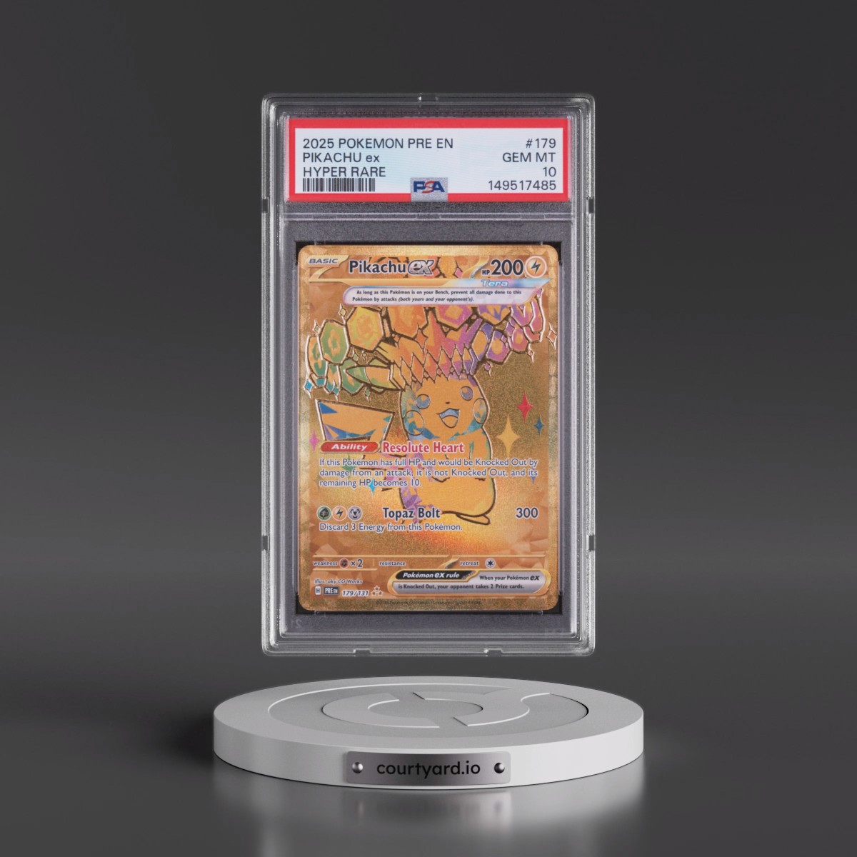 2025 Pokémon Pre EN-Prismatic Evolutions #179 Pikachu EX - Holo Hyper Rare (PSA 10 GEM MINT)