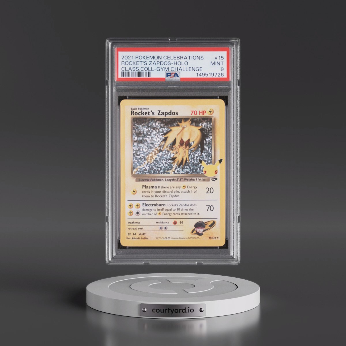 2021 Pokémon Celebrations Classic Collection #15 Rocket's Zapdos - Holo (PSA 9 MINT)