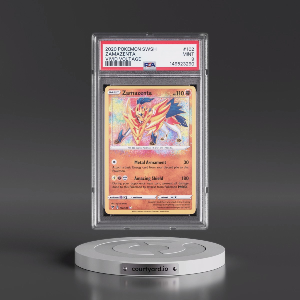 2020 Pokémon Sword & Shield Vivid Voltage #102 Zamazenta (PSA 9 MINT)