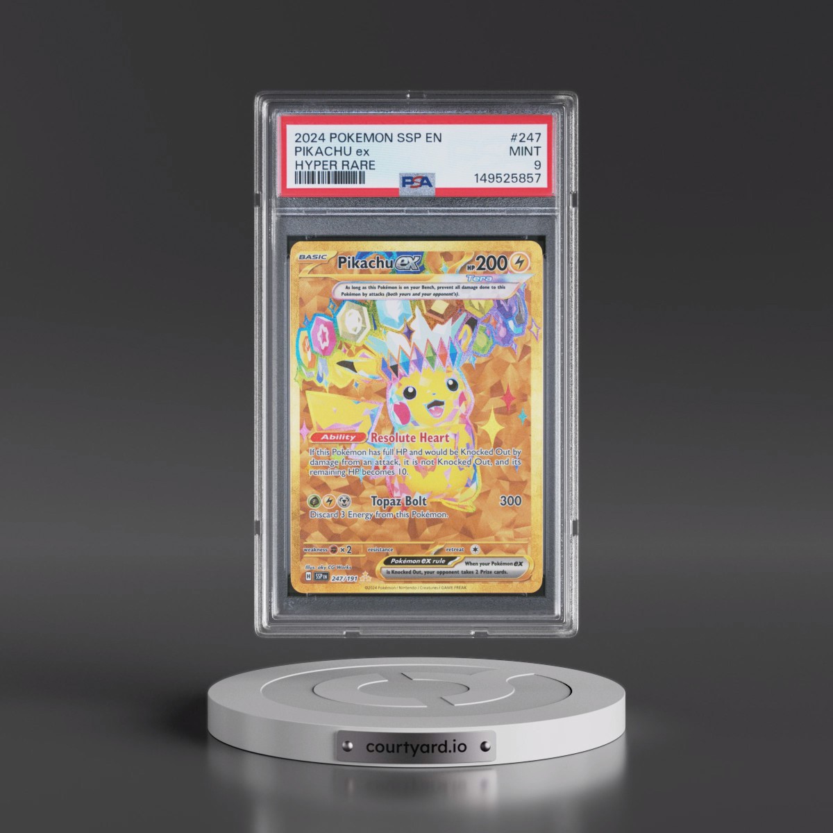 2024 Pokémon Ssp EN-Surging Sparks #247 Pikachu EX - Holo Hyper Rare (PSA 9 MINT)