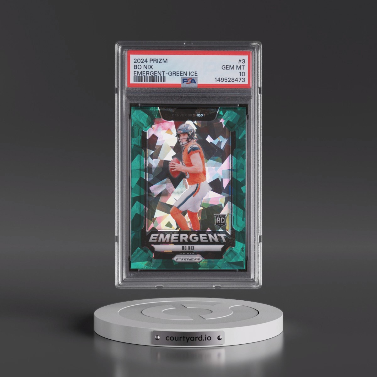 2024 Panini Prizm Emergent #3 Bo Nix - Green Ice (PSA 10 GEM MINT)