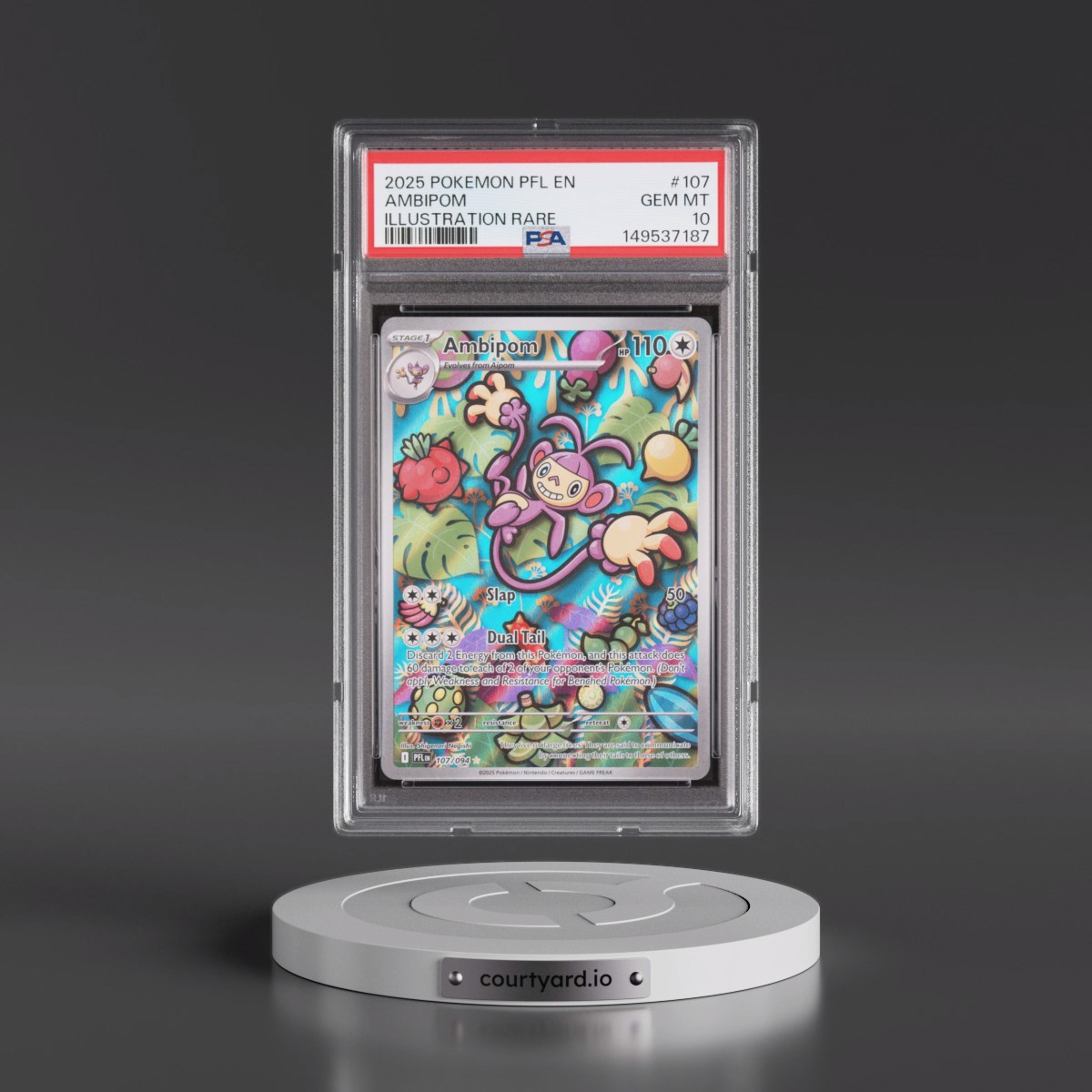 2025 Pokémon Pfl EN-Phantasmal Flames #107 Ambipom - Illustration Rare (PSA 10 GEM MINT)