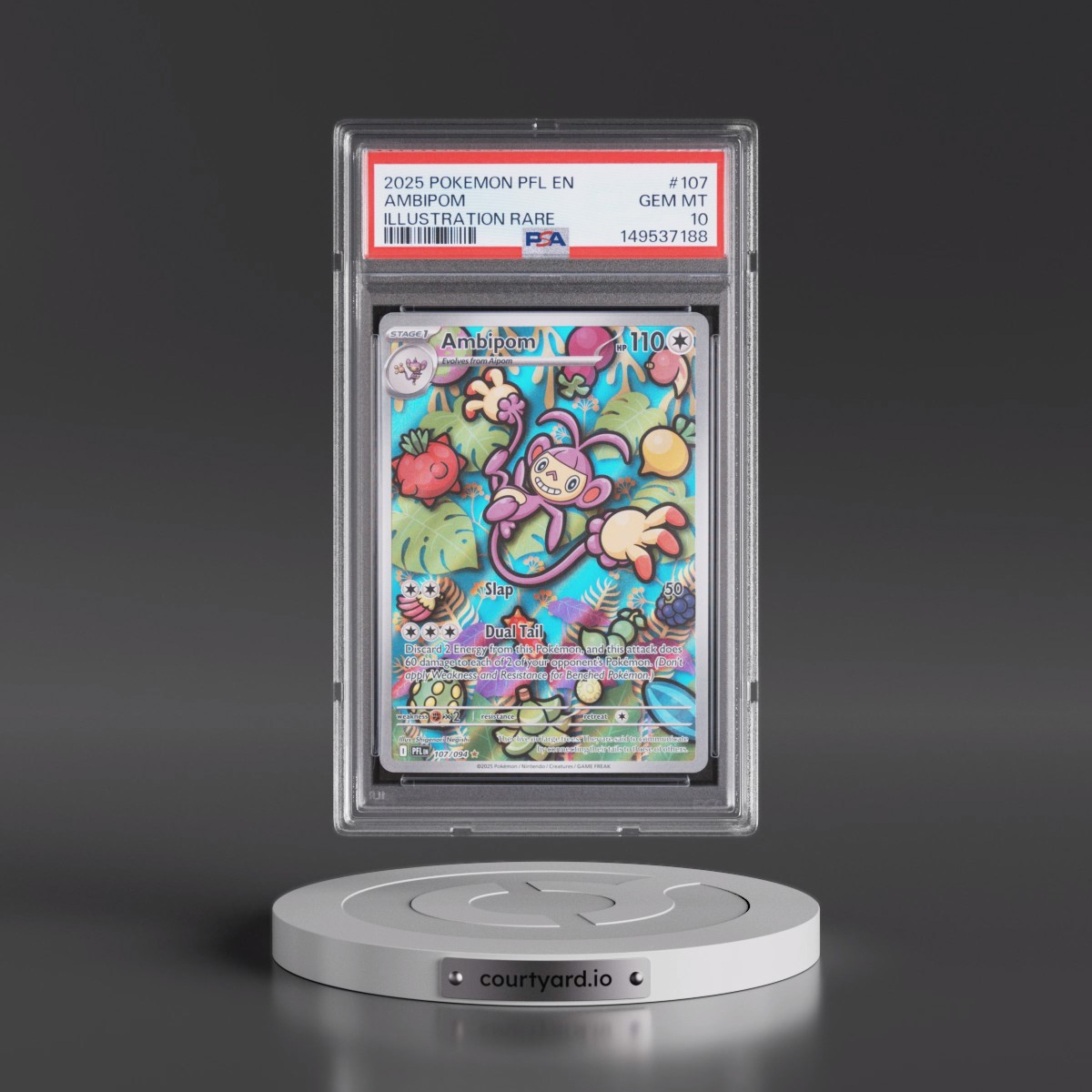 2025 Pokémon Pfl EN-Phantasmal Flames #107 Ambipom - Illustration Rare (PSA 10 GEM MINT)