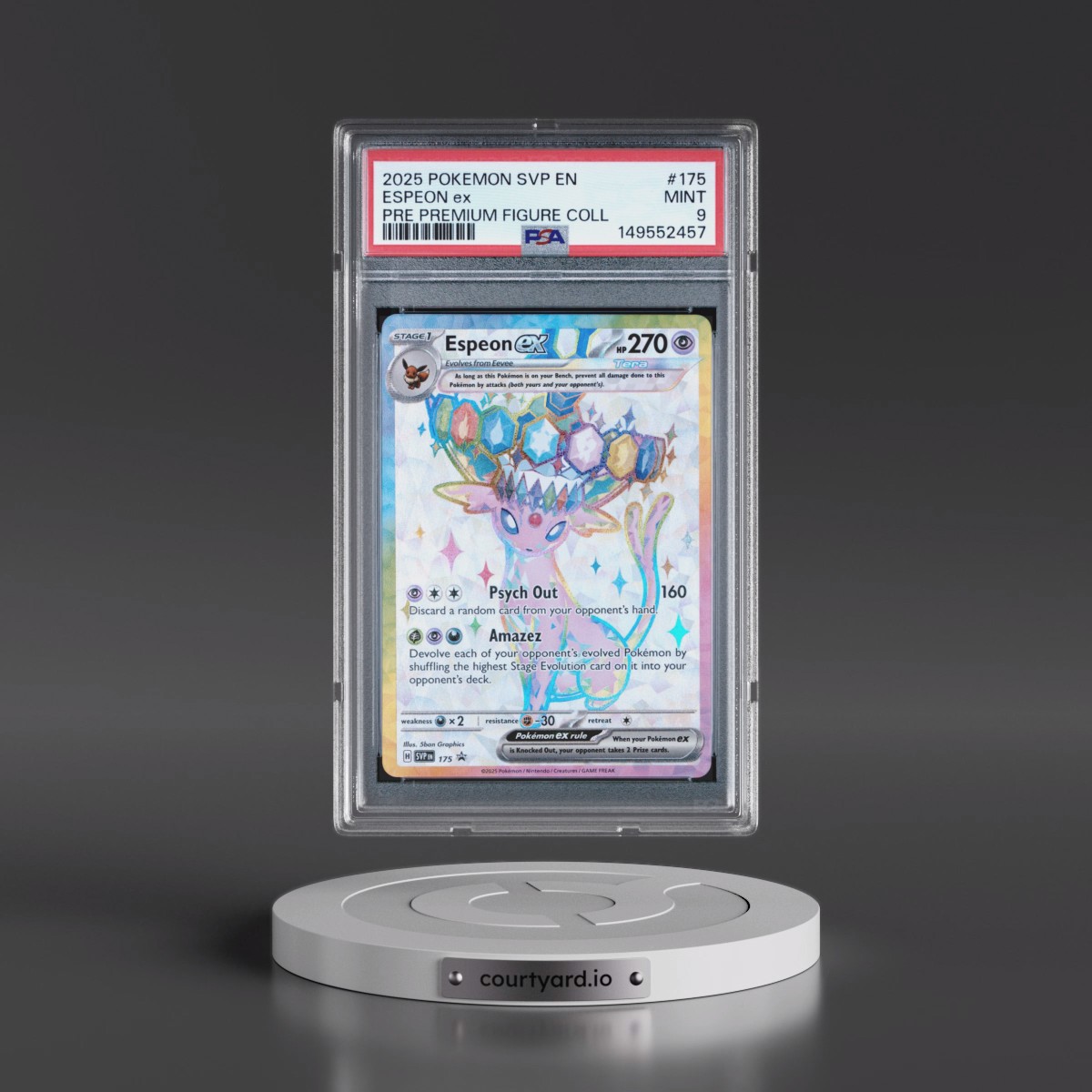 2025 Pokémon Svp EN-SV Black Star Promo #175 Espeon EX - Holo Prismatic Evolutions Premium Figure Collection (PSA 9 MINT)