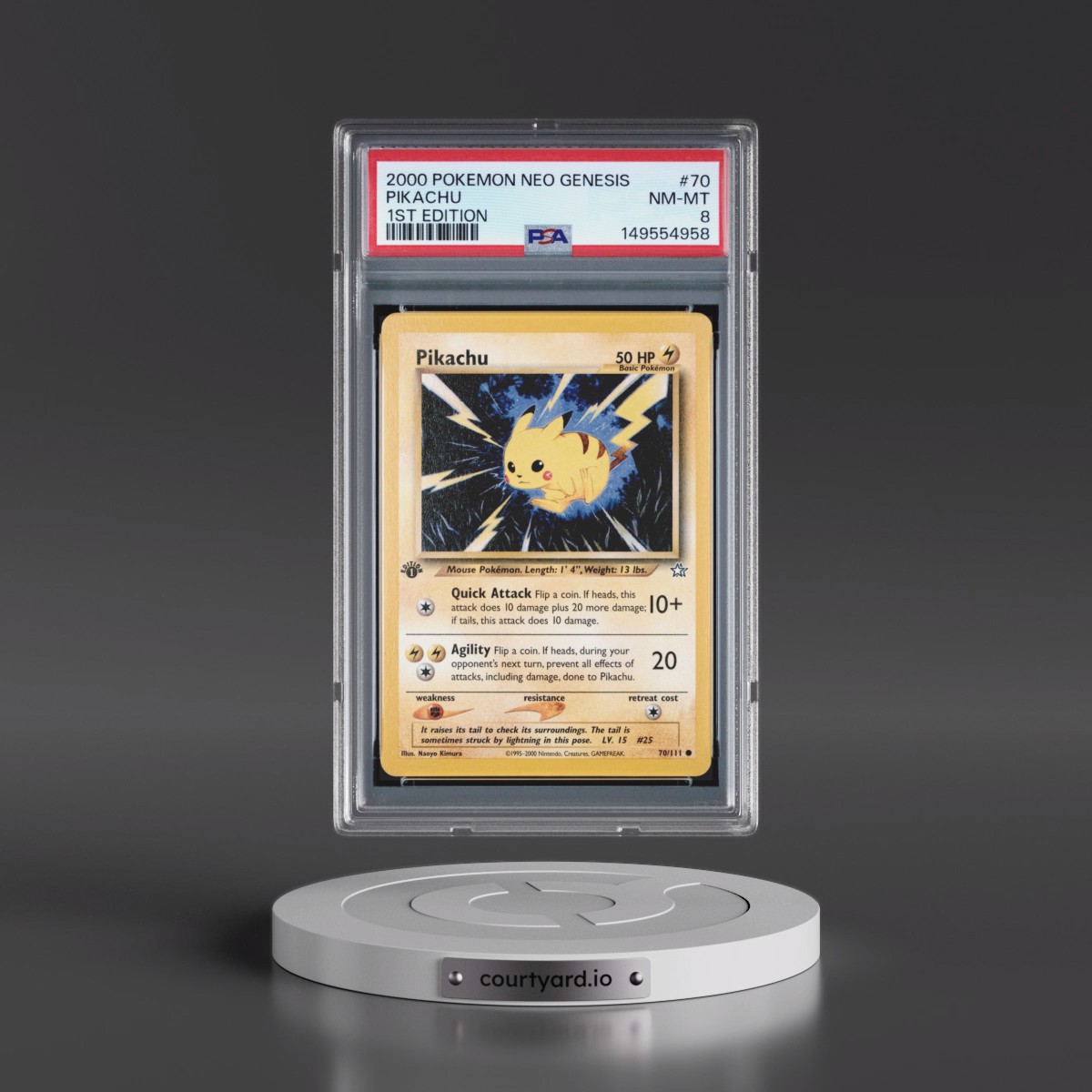 2000 Pokémon Neo Genesis #70 Pikachu - 1st Edition (PSA 8 NM-MT)