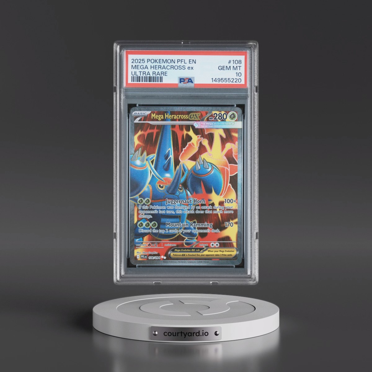 2025 Pokémon Pfl EN-Phantasmal Flames #108 Mega Heracross EX - Holo Ultra Rare (PSA 10 GEM MINT)