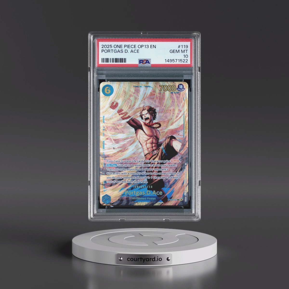 2025 One Piece OP13-Carrying on His Will #119 Portgas D. Ace (PSA 10 GEM MINT)