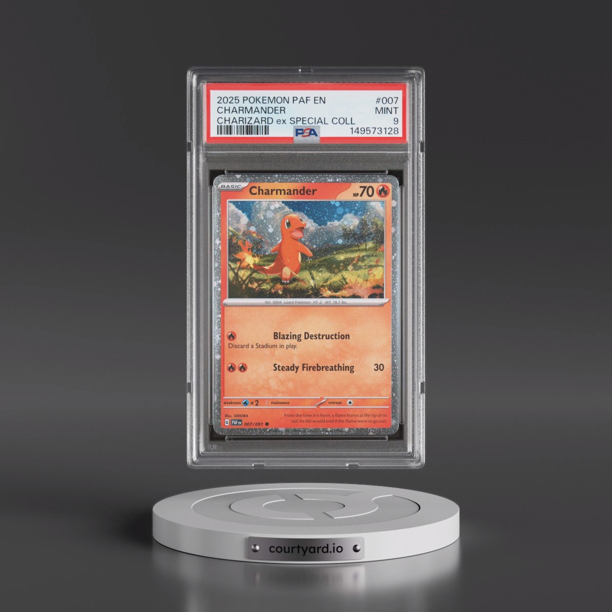 2025 Pokémon Paf EN-Paldean Fates #007 Charmander - Charizard EX Special Collection (PSA 9 MINT)