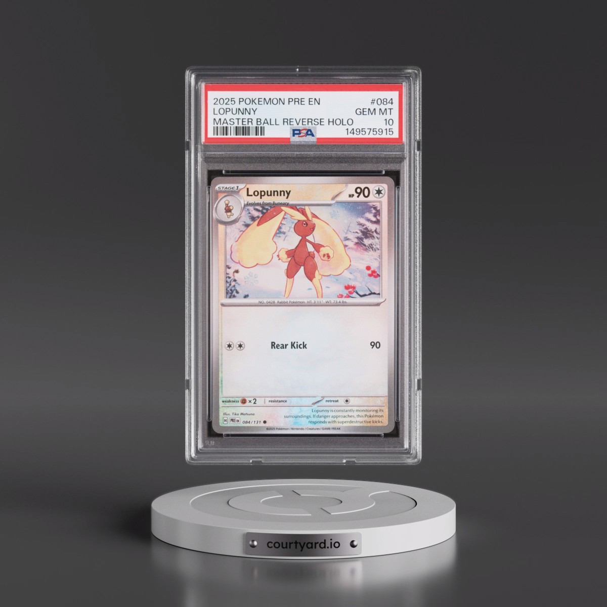 2025 Pokémon Pre EN-Prismatic Evolutions #084 Lopunny - Reverse Holo Master Ball (PSA 10 GEM MINT)