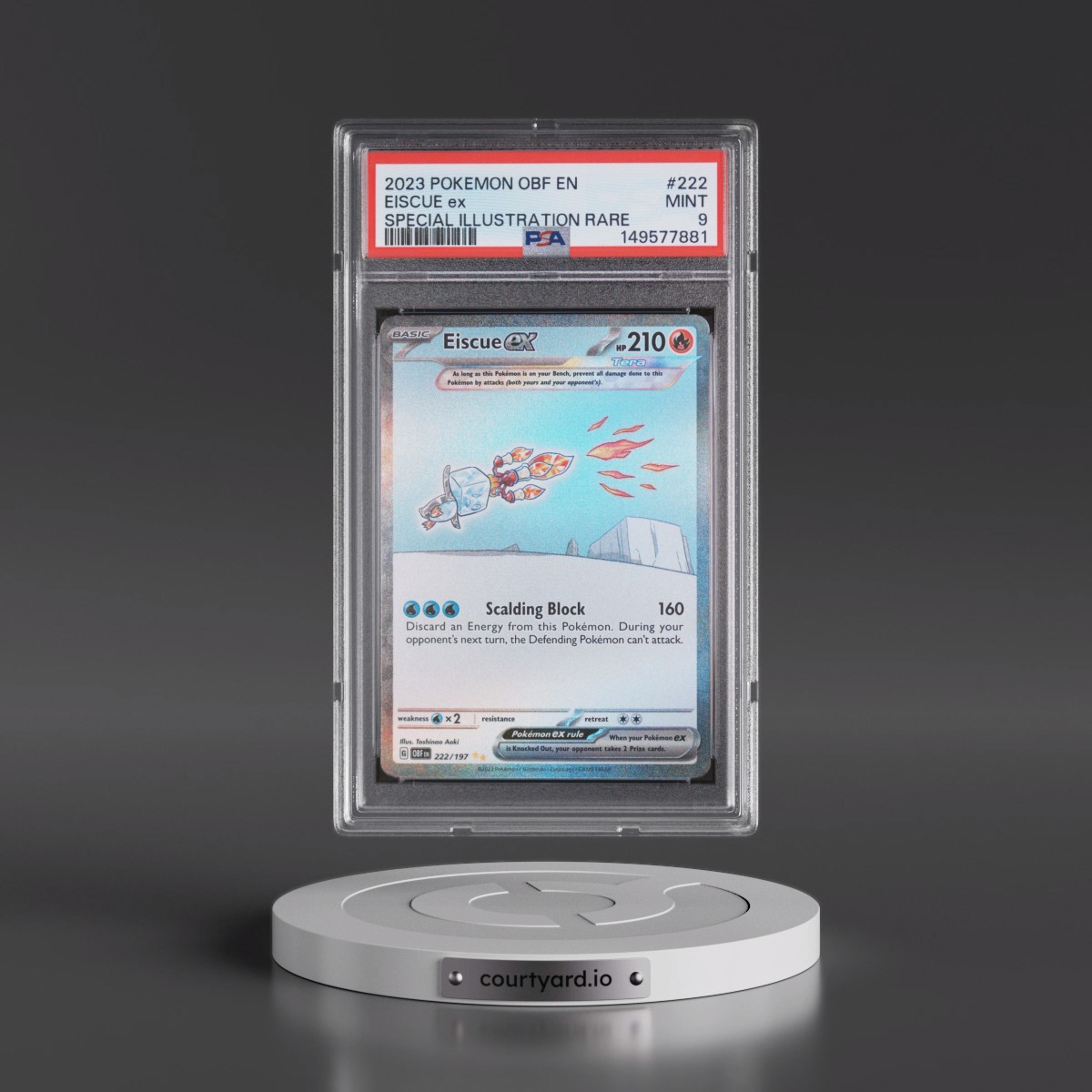 2023 Pokémon Obf EN-Obsidian Flames #222 Eiscue EX - Holo Special Illustration Rare (PSA 9 MINT)