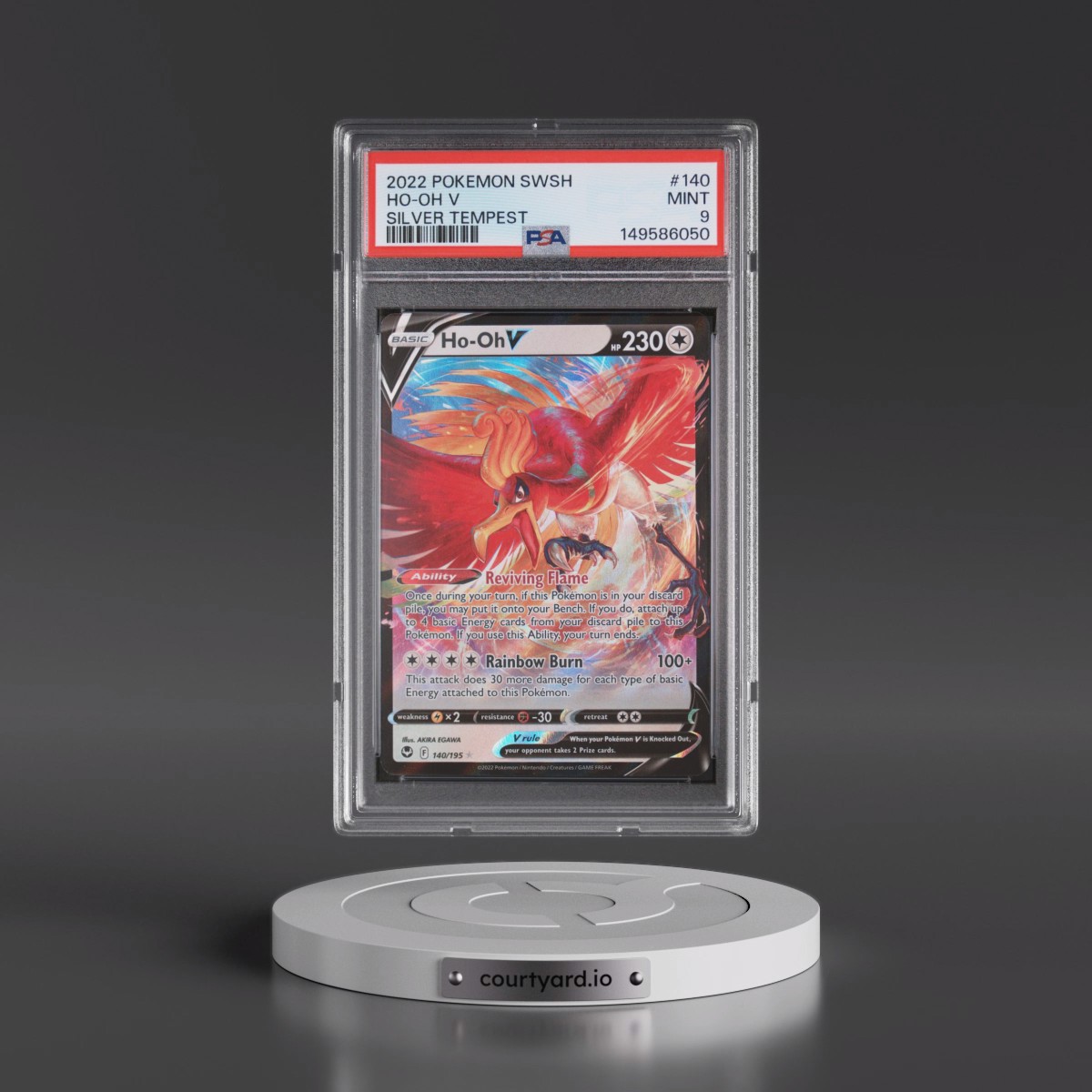 2022 Pokémon Sword & Shield Silver Tempest #140 HO-Oh V - Holo (PSA 9 MINT)