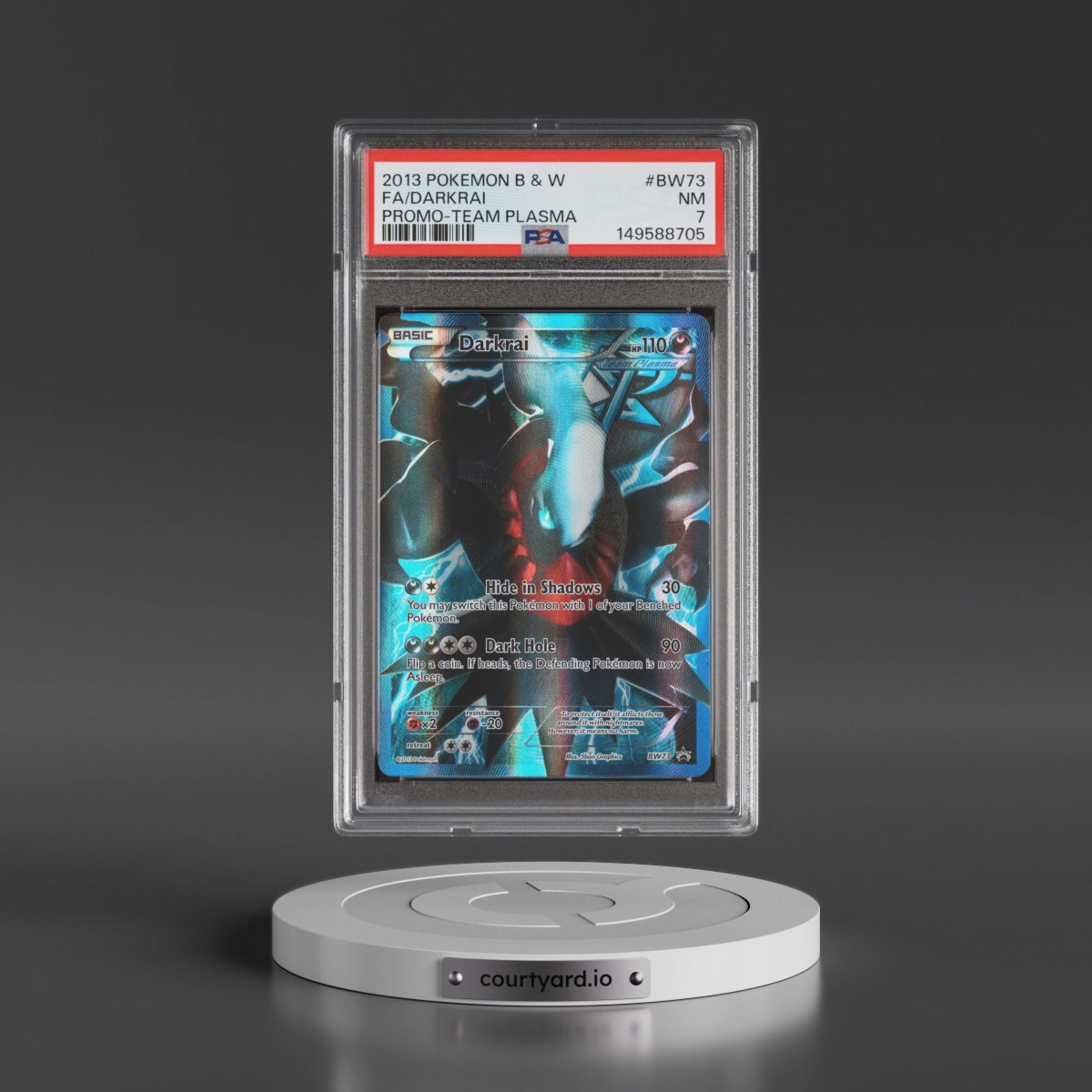 2013 Pokémon Black & White Promo #BW73 Darkrai - Full Art Team Plasma (PSA 7 NM)