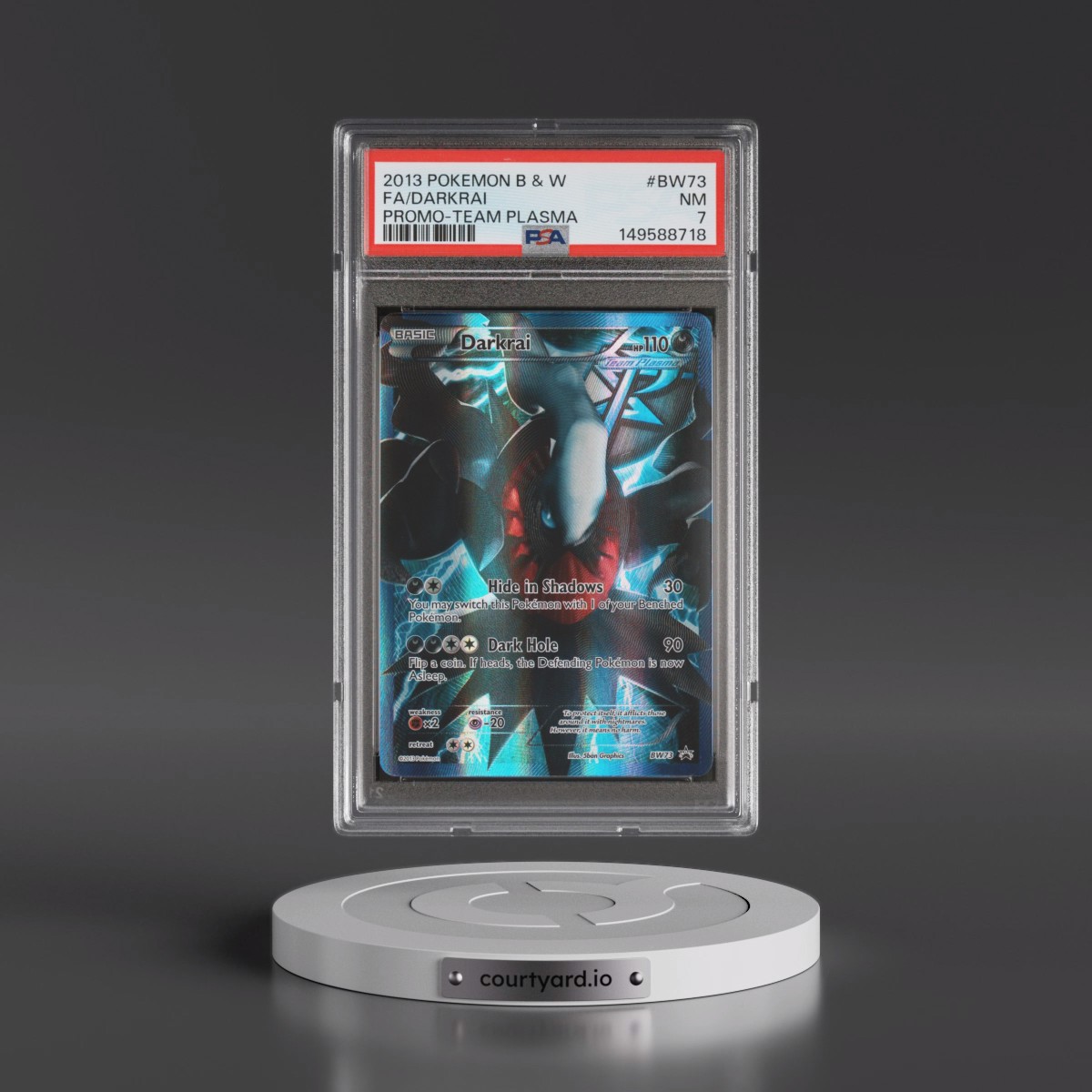 2013 Pokémon Black & White Promo #BW73 Darkrai - Full Art Team Plasma (PSA 7 NM)
