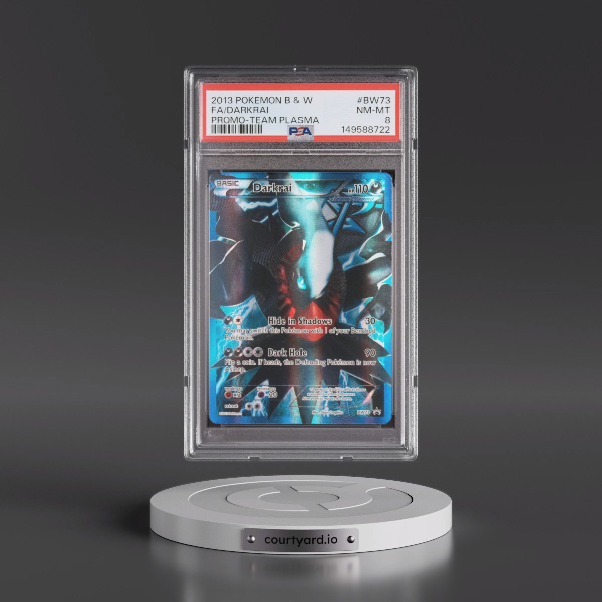 2013 Pokémon Black & White Promo #BW73 Darkrai - Full Art Team Plasma (PSA 8 NM-MT)