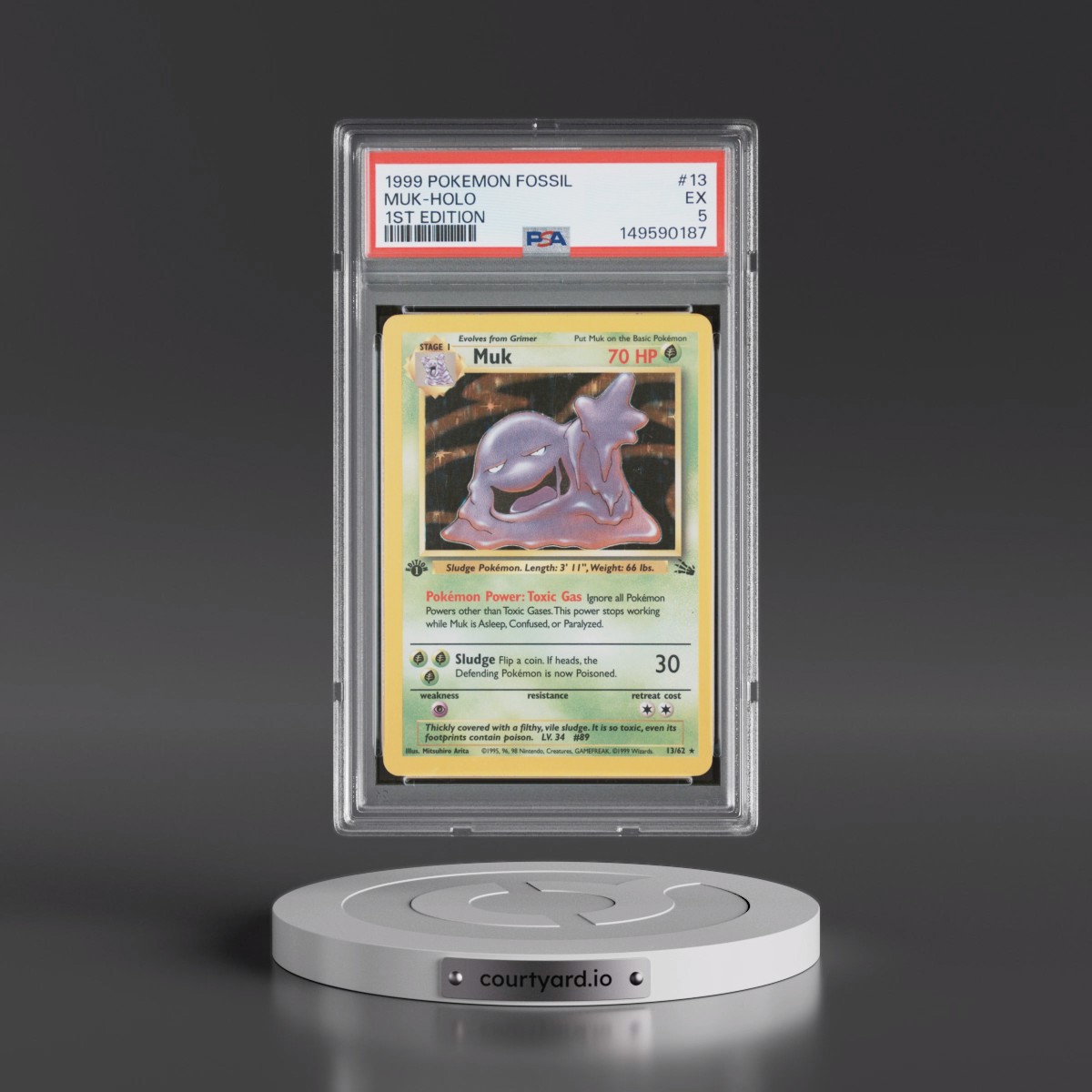 1999 Pokémon Fossil #13 Muk - 1st Edition Holo (PSA 5 EX)