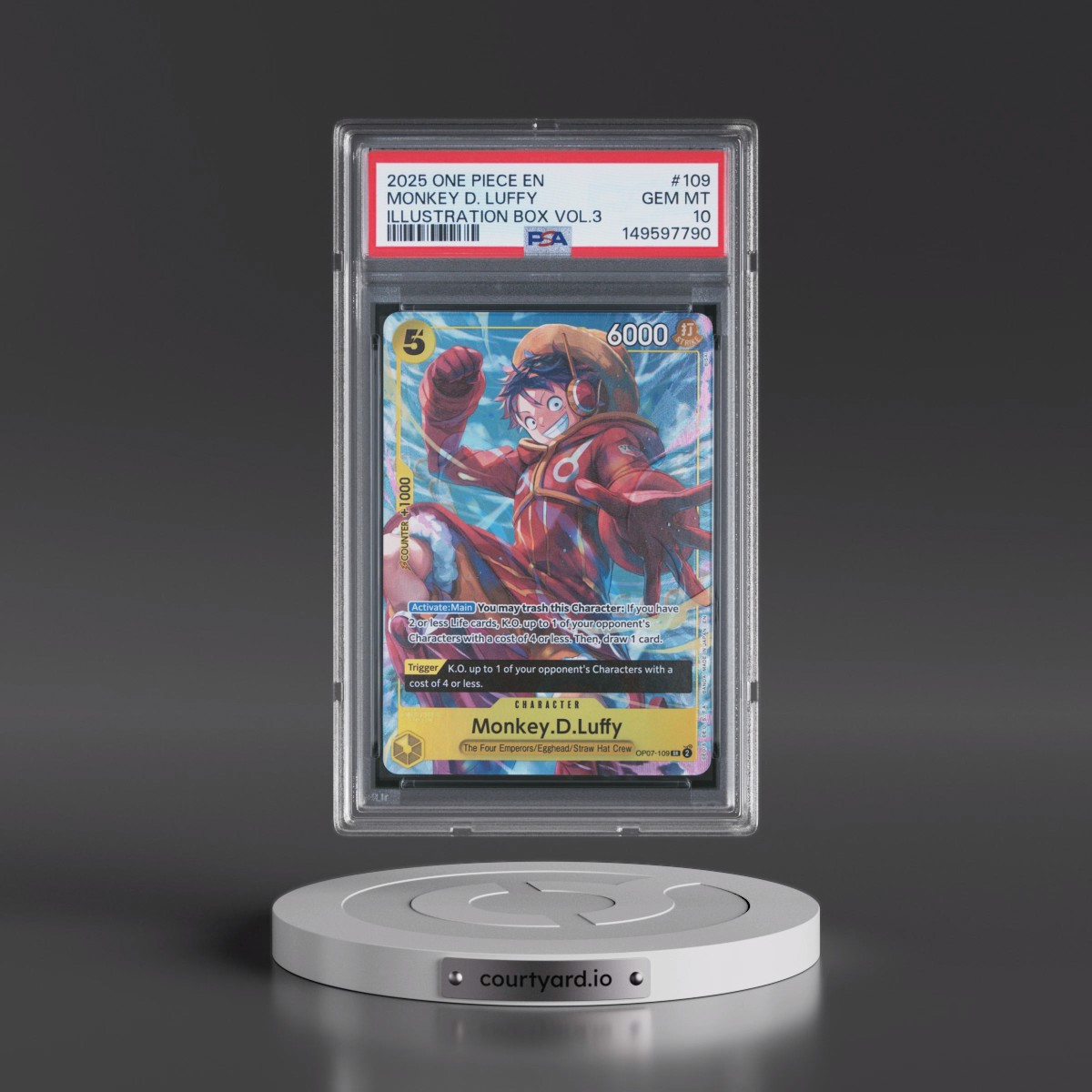 2025 One Piece Promos #109 Monkey D. Luffy - Illustration Box Vol.3 (PSA 10 GEM MINT)