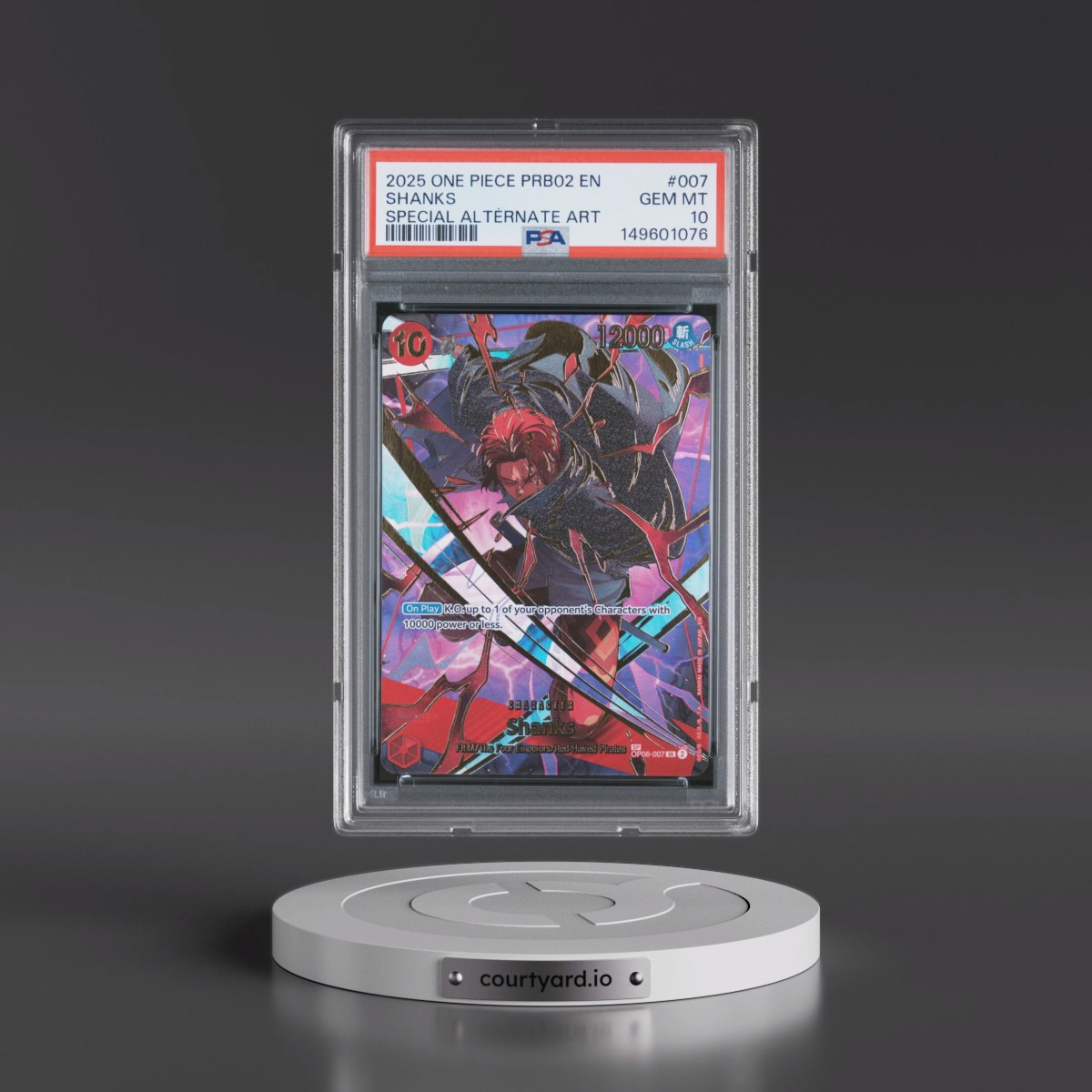 2025 One Piece PRB02-Premium Booster -One Piece Card the Best- Vol.2 #007 Shanks - Special Alternate Art (PSA 10 GEM MINT)