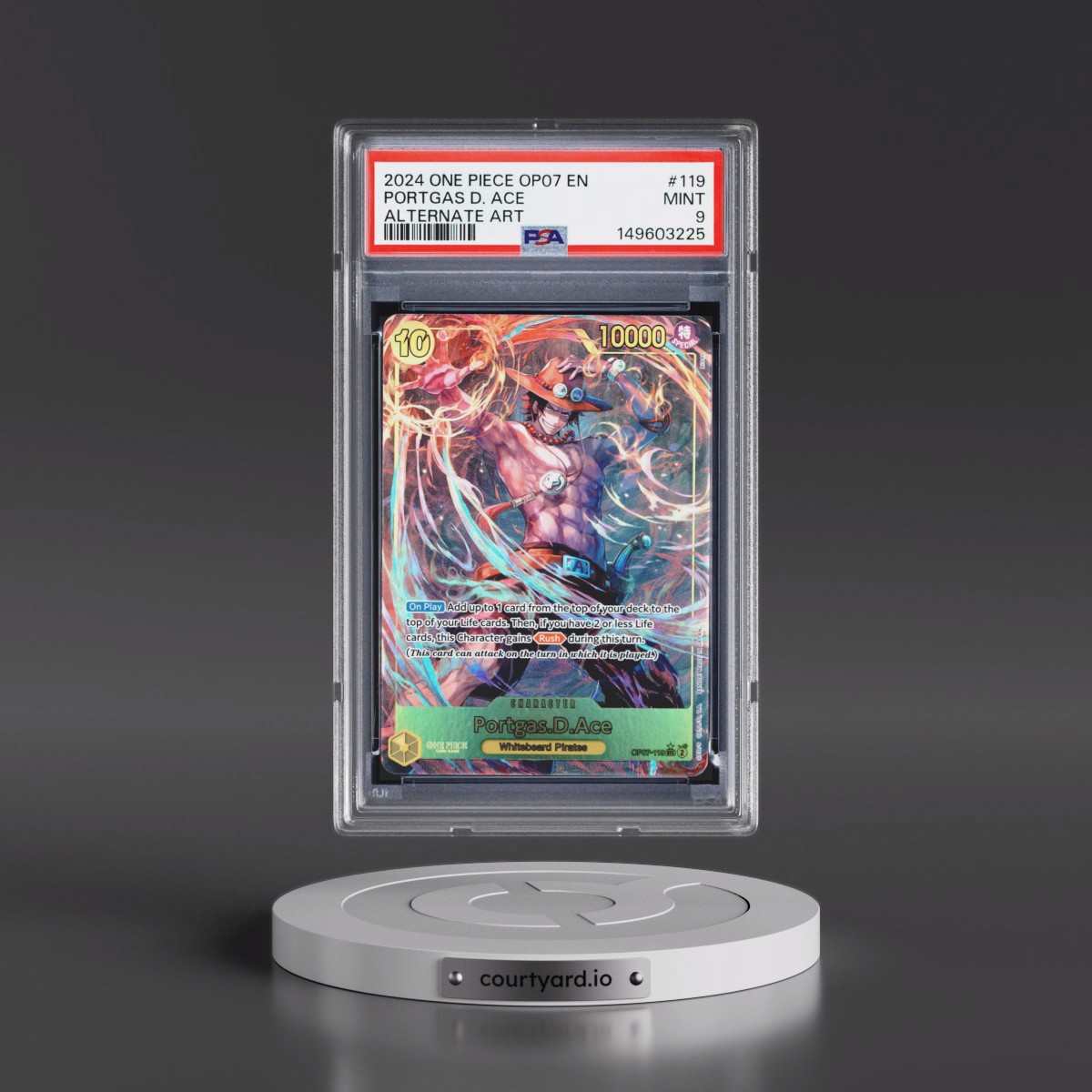 2024 One Piece OP07-500 Years in the Future #119 Portgas D. Ace - Alternate Art (PSA 9 MINT)